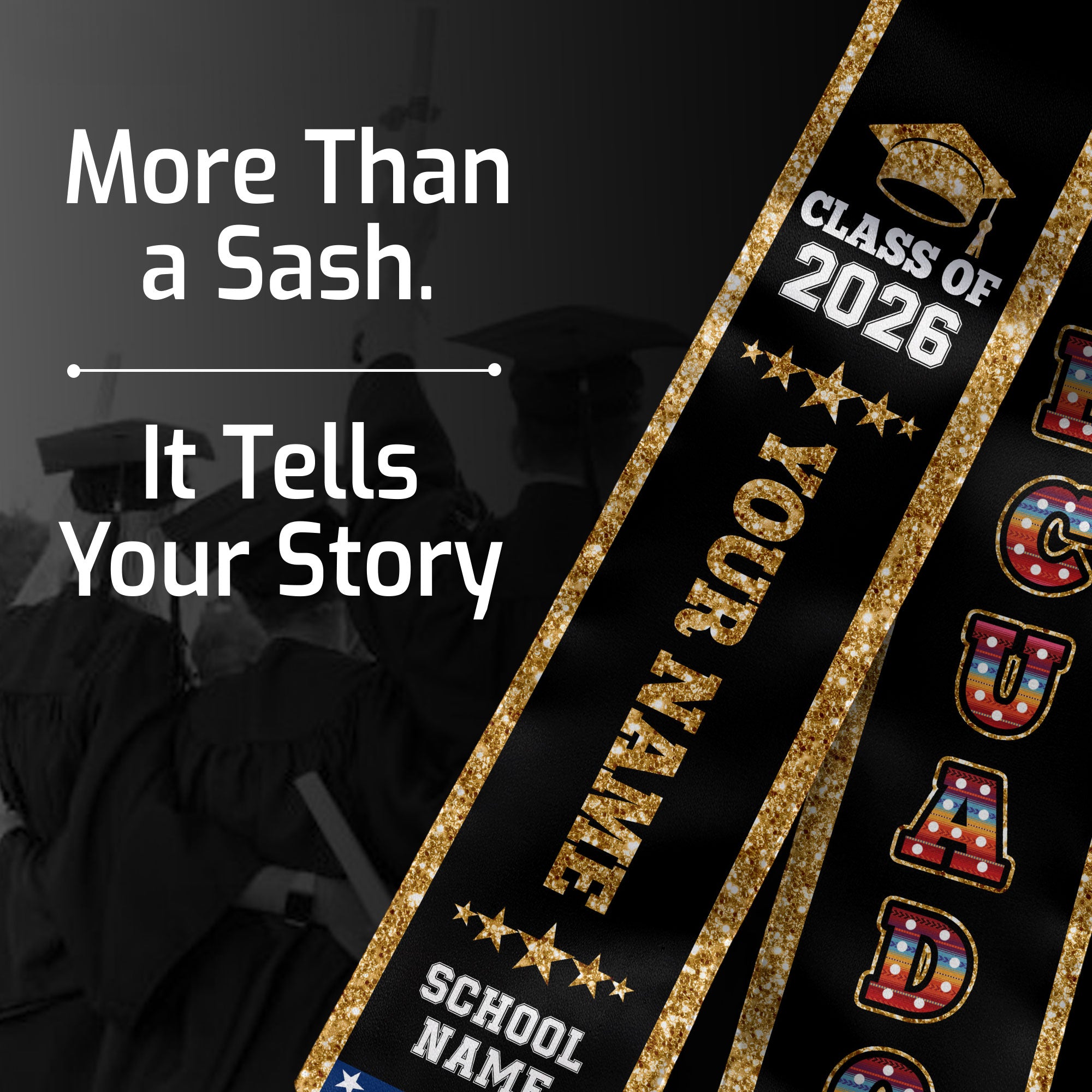 Ecuador Graduation Stole 2026, Ecuador Flag Sash, Personal Detail Option for Graduates