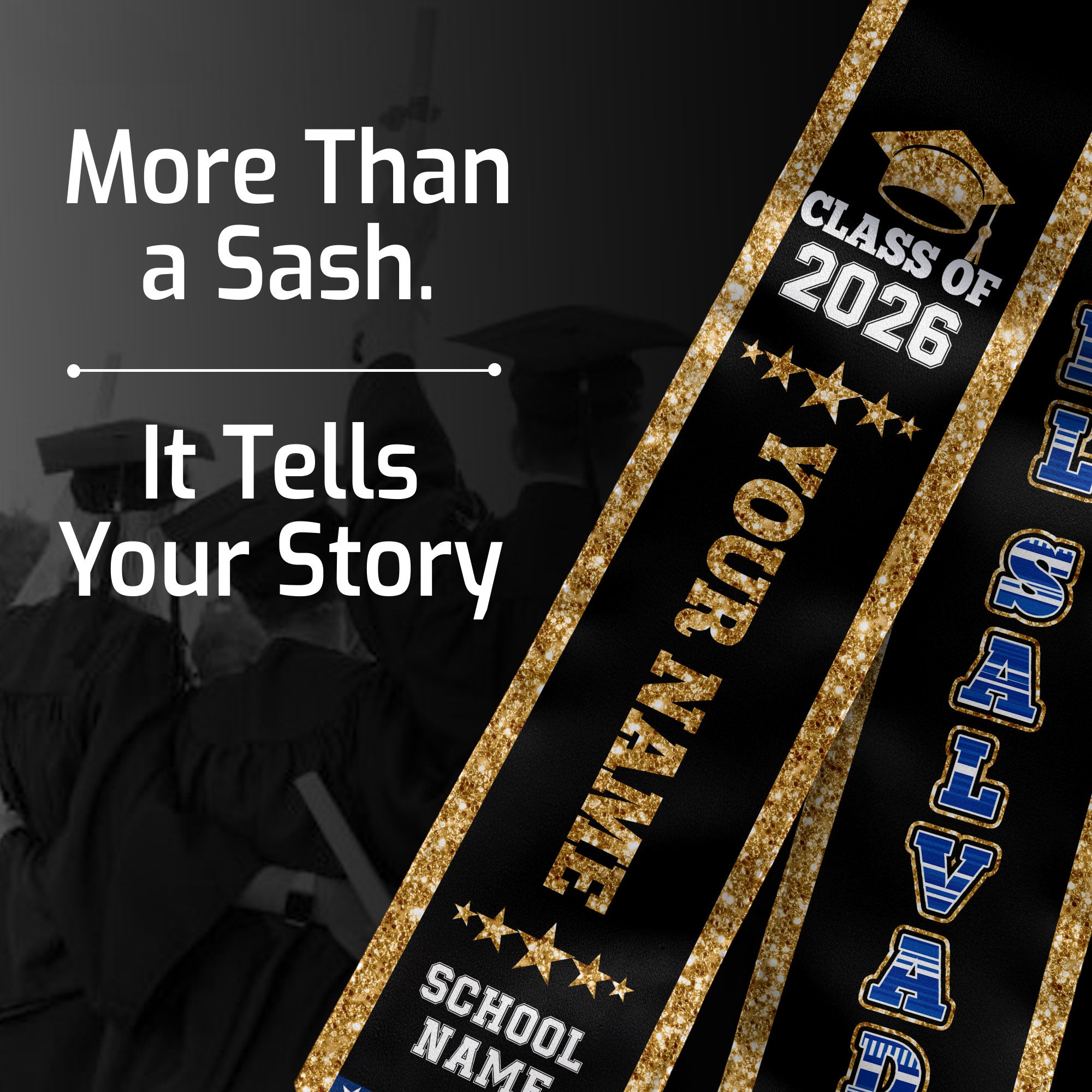 2026 ElSalvador Flag Graduation Stole, ElSalvador Sash, Personal Detail Option for Grads
