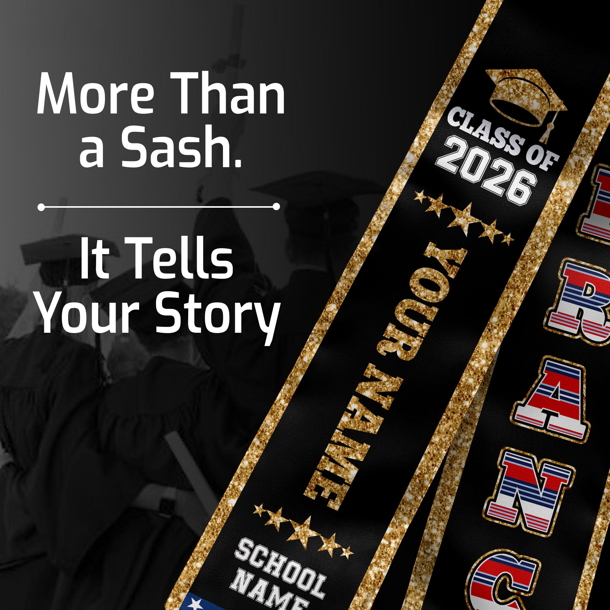 France Graduation Stole 2026, France Flag Sash, Personal Detail Option for Graduates