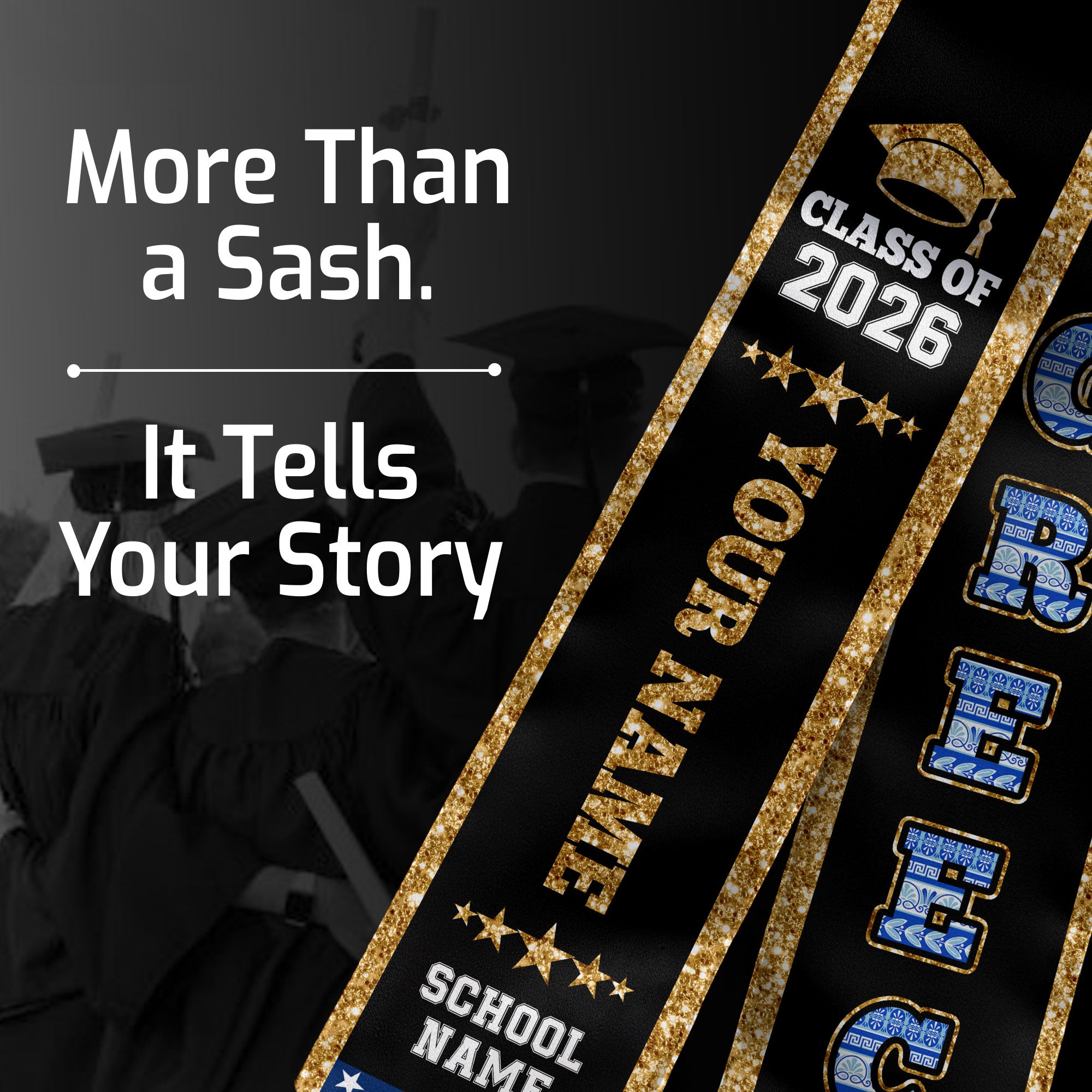 Greece Graduation Stole 2026, Greece Flag Sash, Personal Detail Option for Graduates