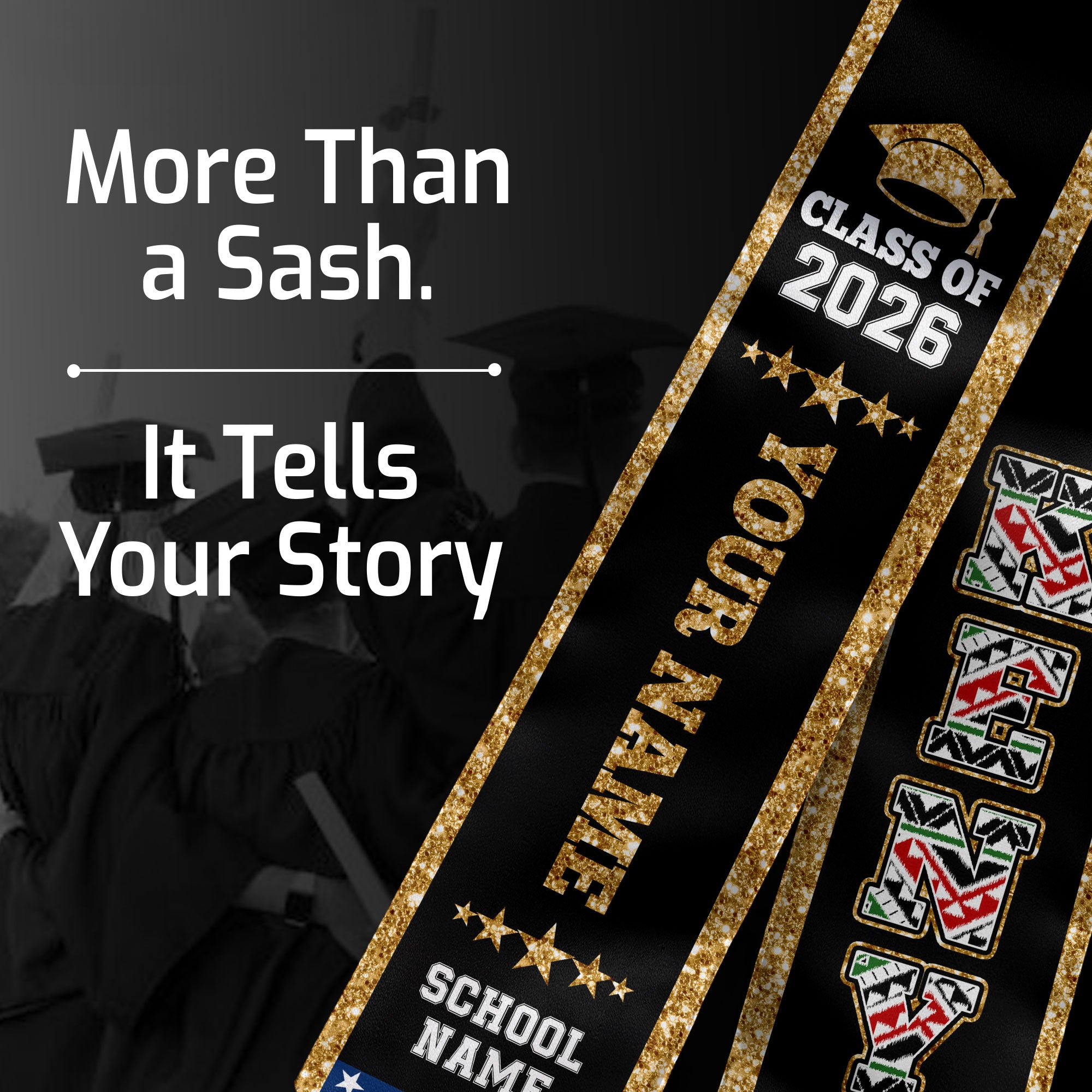 Kenya Graduation Stole 2026, Kenya Flag Sash, Personal Detail Option for Graduates