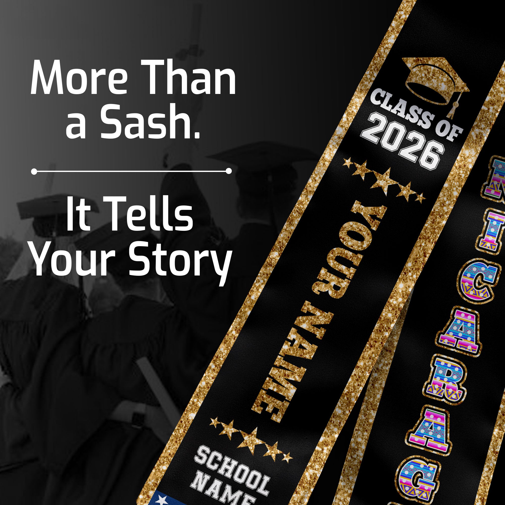 Nicaragua Graduation Stole 2026, Nicaragua Flag Sash, Personal Detail Option for Graduates