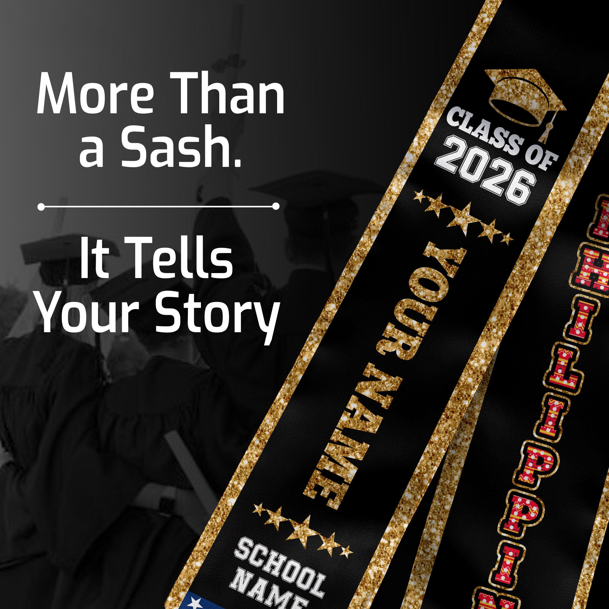 Philippines Graduation Stole 2026, Flag Sash, Personal Detail Option for Grads Ceremony
