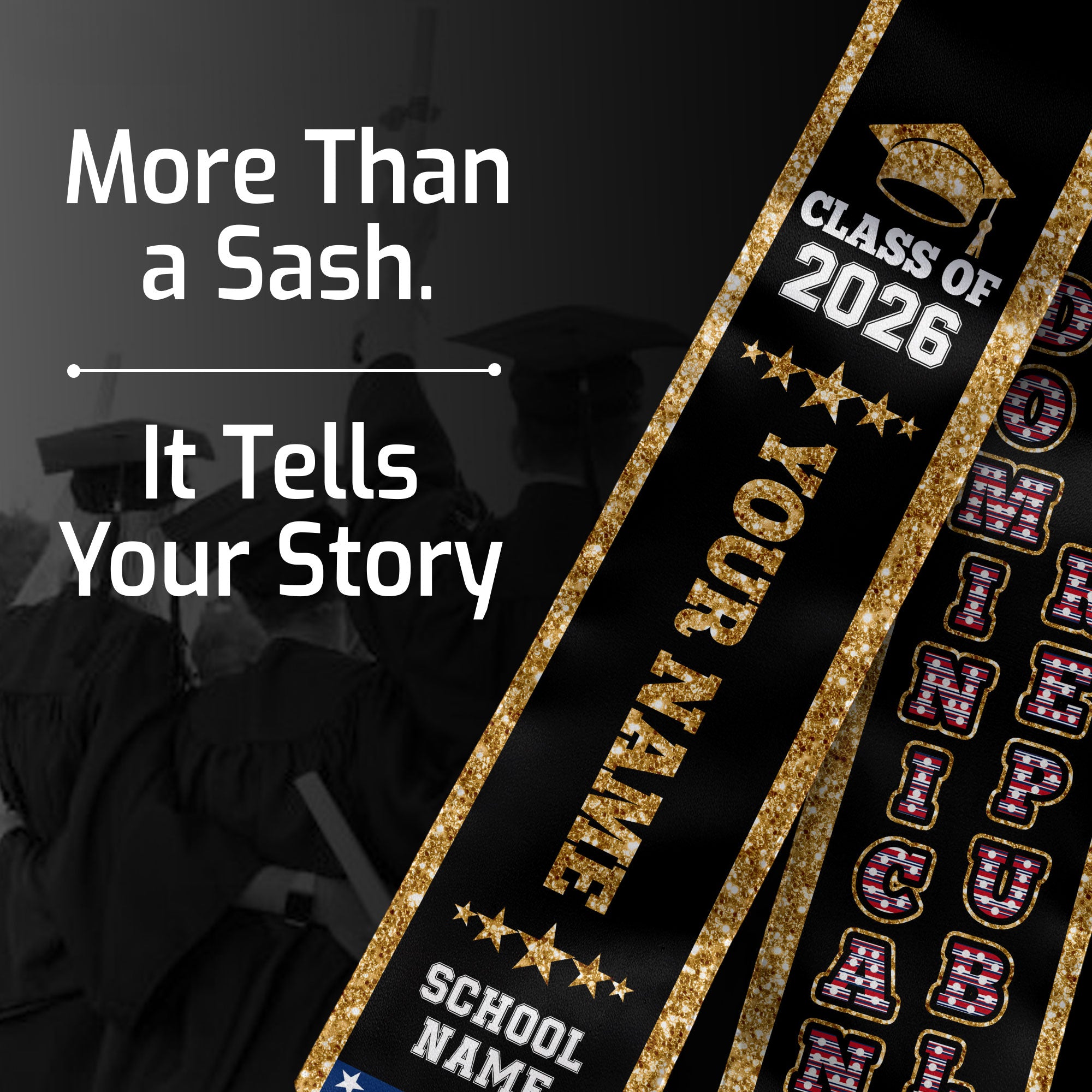 Dominican Republic Graduation Stole 2026, Flag Sash, Personal Detail Option for Grads