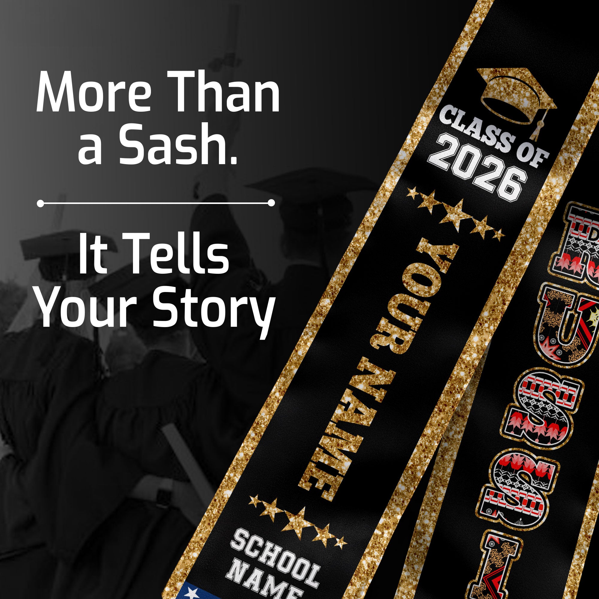 Russia Graduation Stole 2026, Russia Flag Sash, Personal Detail Option for Graduates