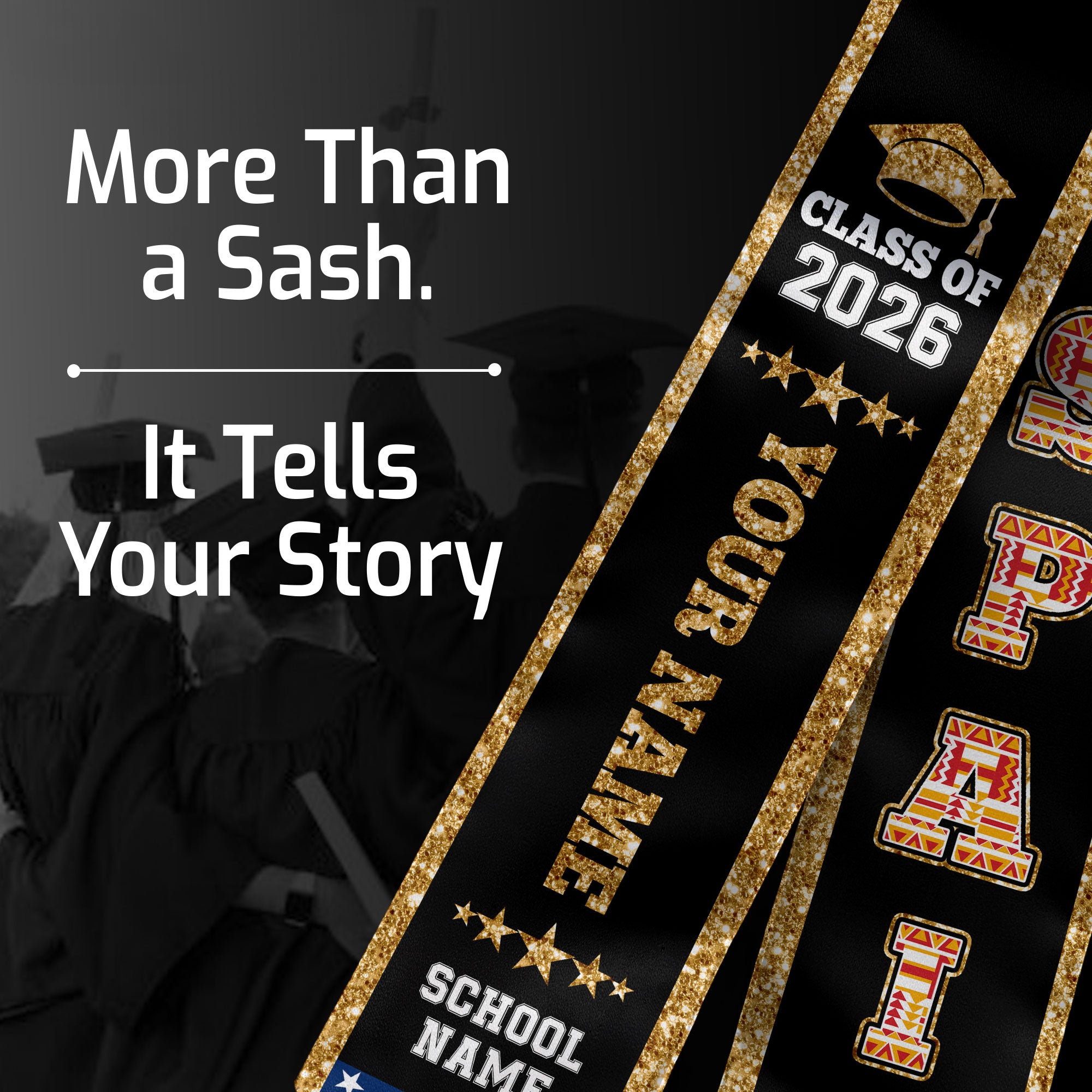 Spain Graduation Stole 2026, Spain Flag Sash, Personal Detail Option for Graduates