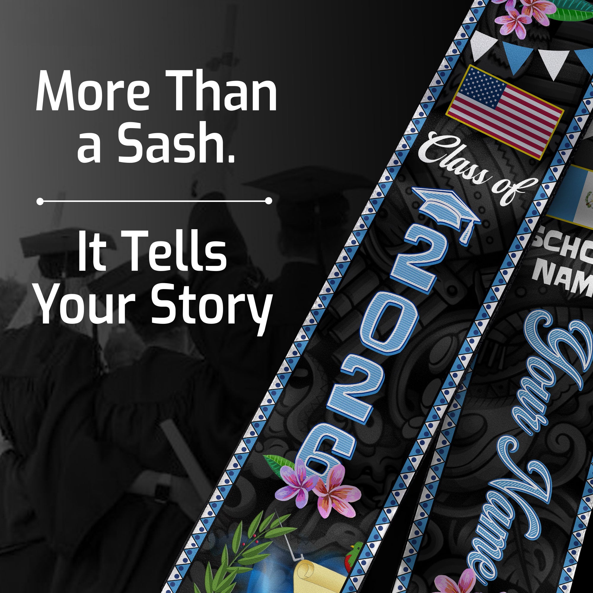 Customized Guatemala Graduation Stole, Guatemalan Sash Custom, Guatemalan Flag Stole, Custom Graduation Sash 2026, Class of 2026