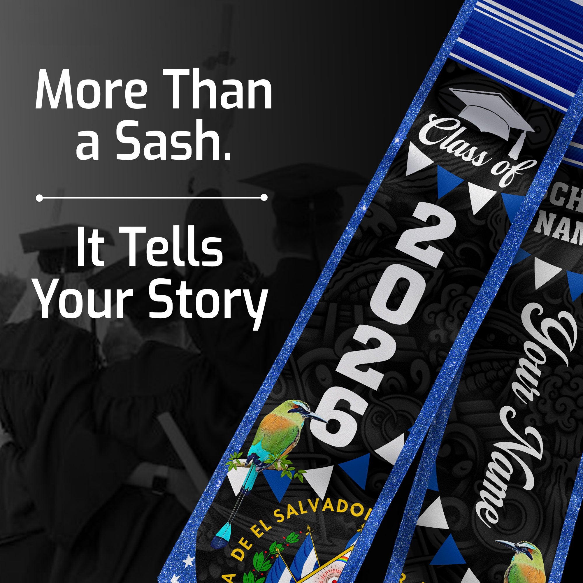 Customized El Salvador Graduation Sash, El Salvador Flag Graduation Stole, Personalized Graduation Stole 2026
