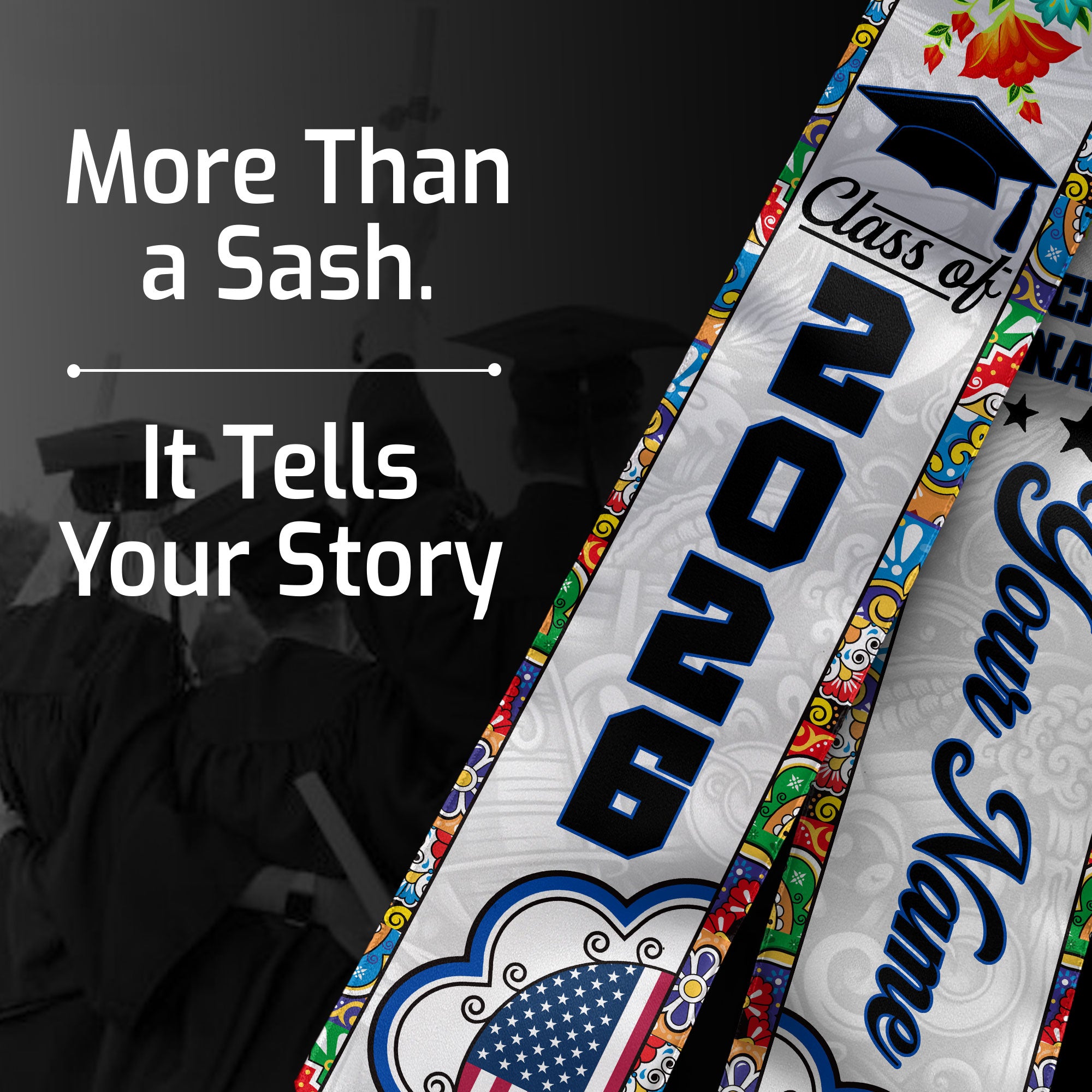 Customized El Salvador American Graduation Stole, El Salvador Flag Graduation Sash, Class of 2026