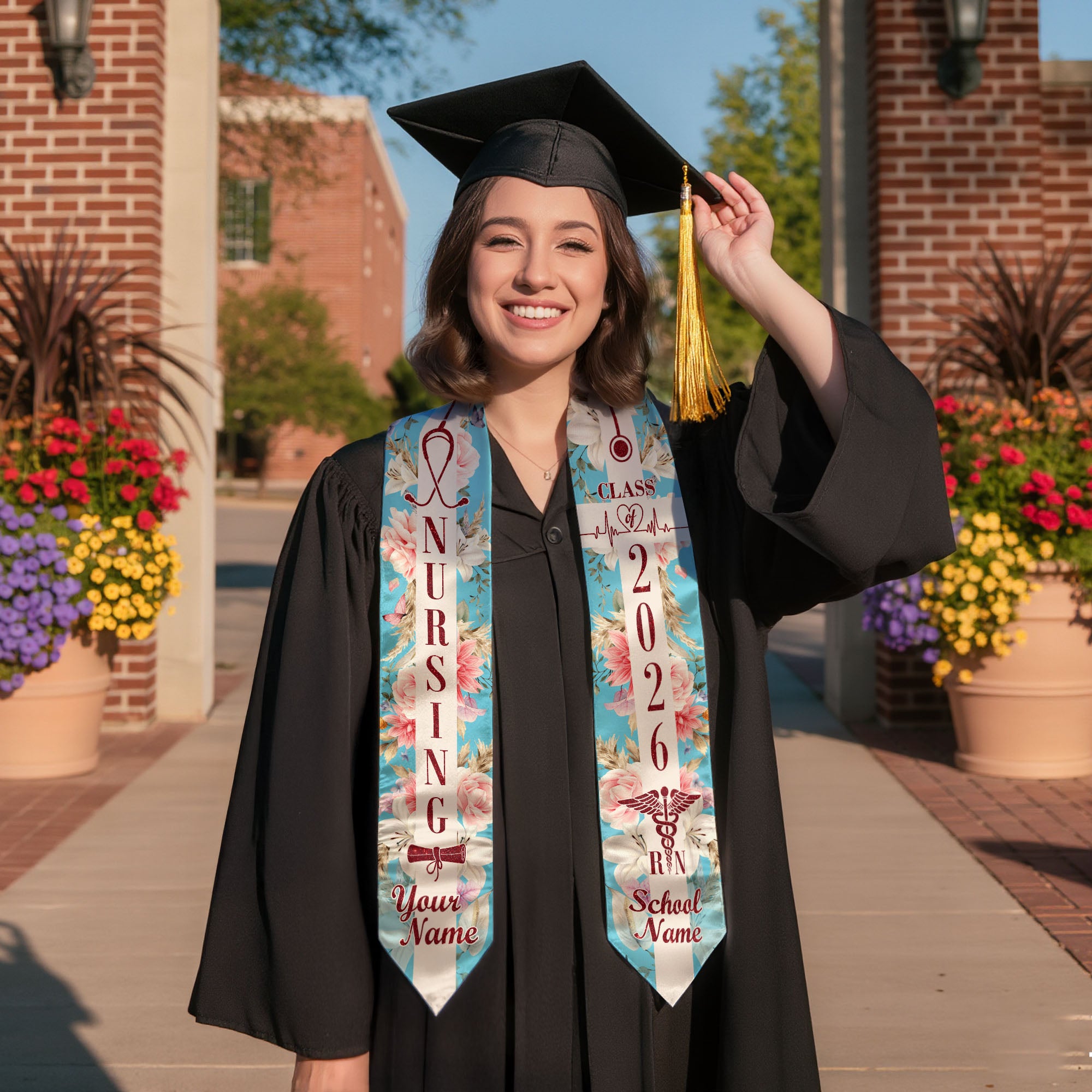 Customized RN Graduation Stole for Nursing Students, BSN Nurse Graduation Sash 2026