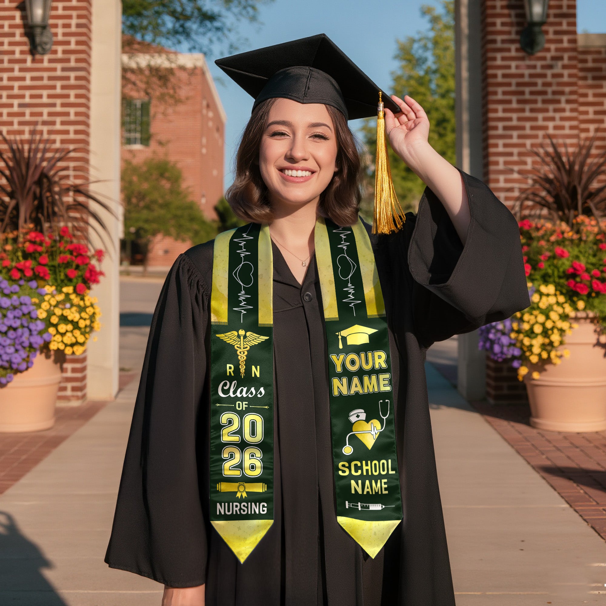 Customized RN Nursing Graduation Stole, BSN Nurse Ceremony Sash for Class of 2026
