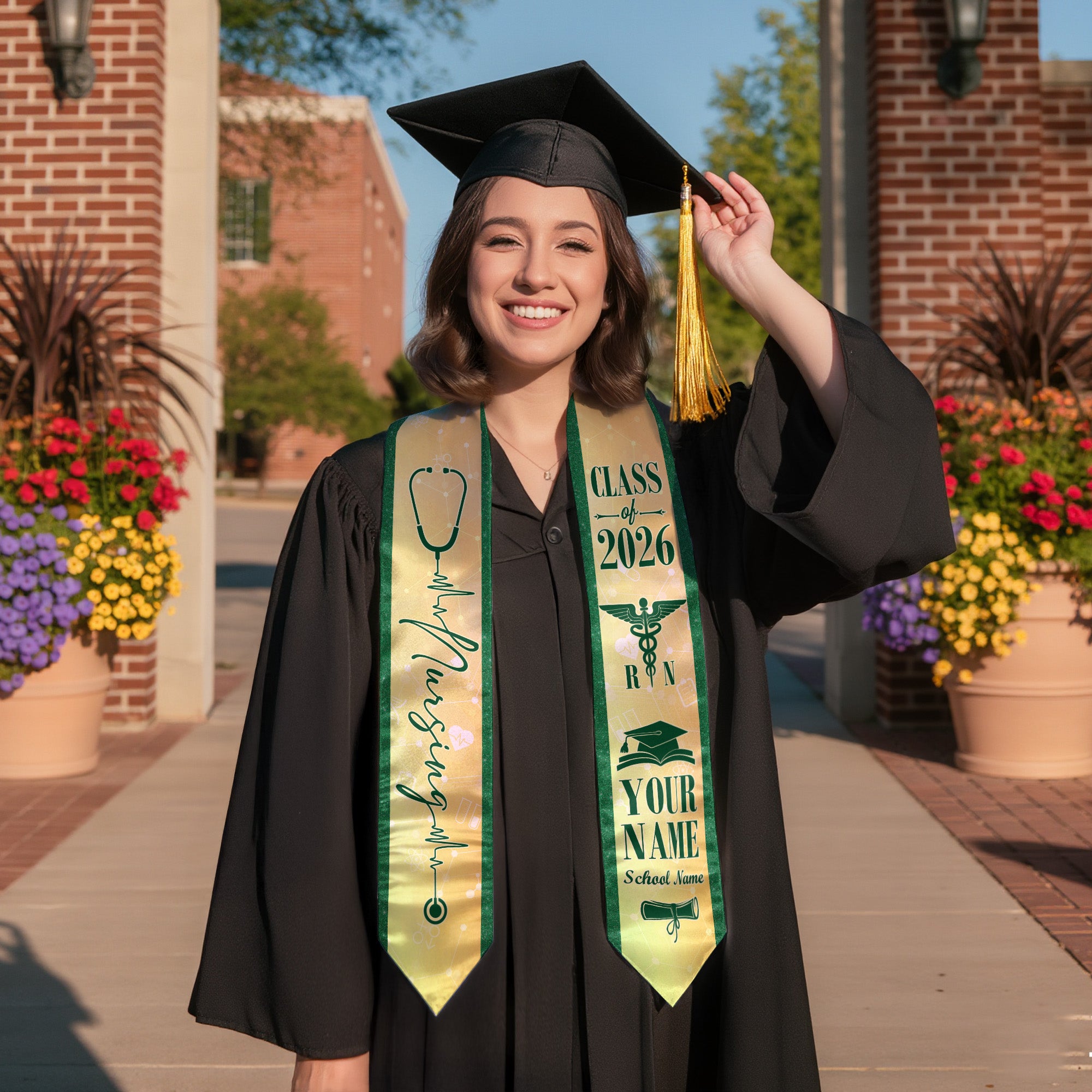 Customized Nursing School Graduation Stole for RN and BSN Students, Sash 2026