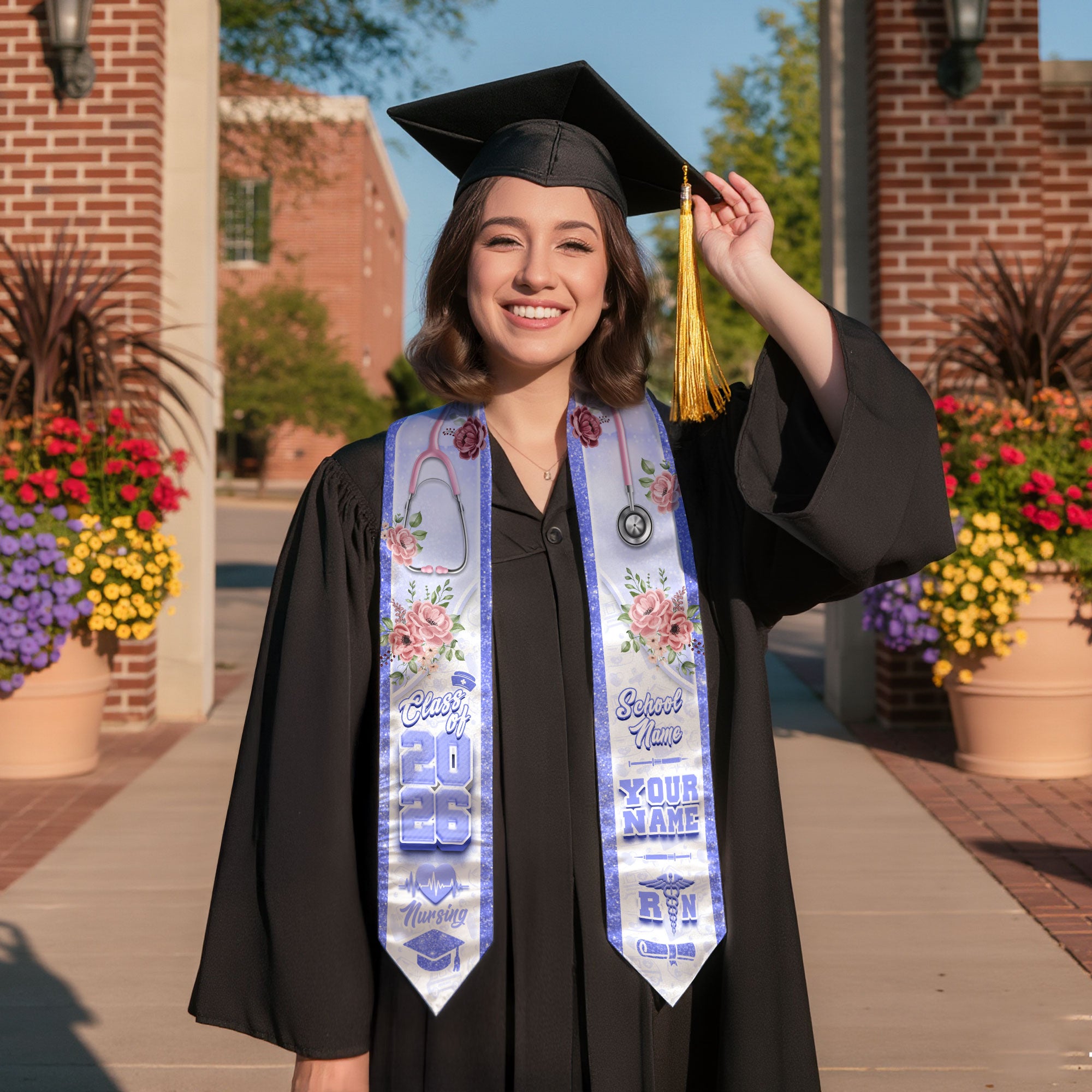 Customized Graduation Stole for RN Nurses, BSN Nursing Ceremony Sash 2026