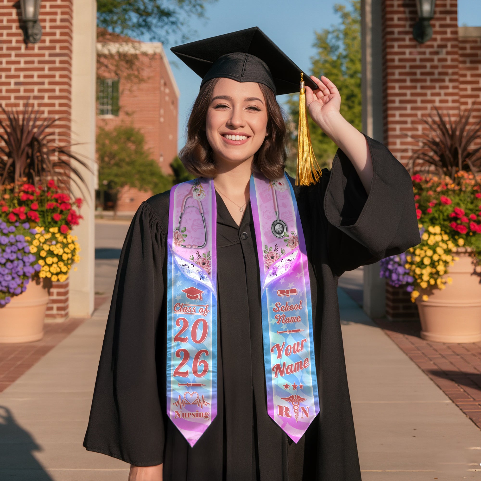 Customized Nursing Graduation Stole for Registered Nurses, BSN Celebration Sash 2026