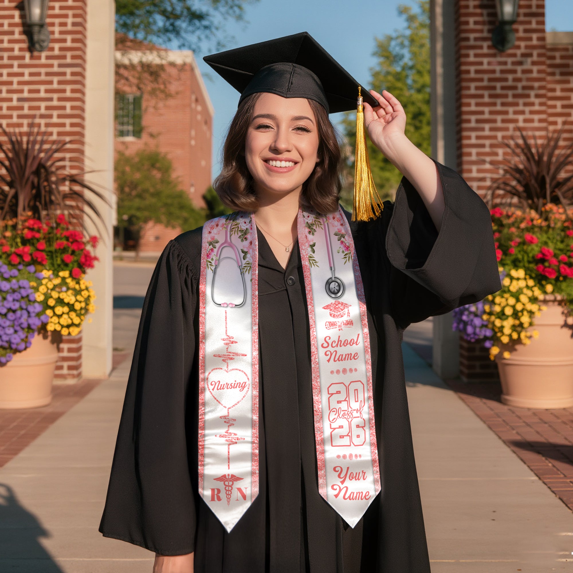 Customized RN Graduation Stole Designed for Nursing School Ceremonies, Class of 2026