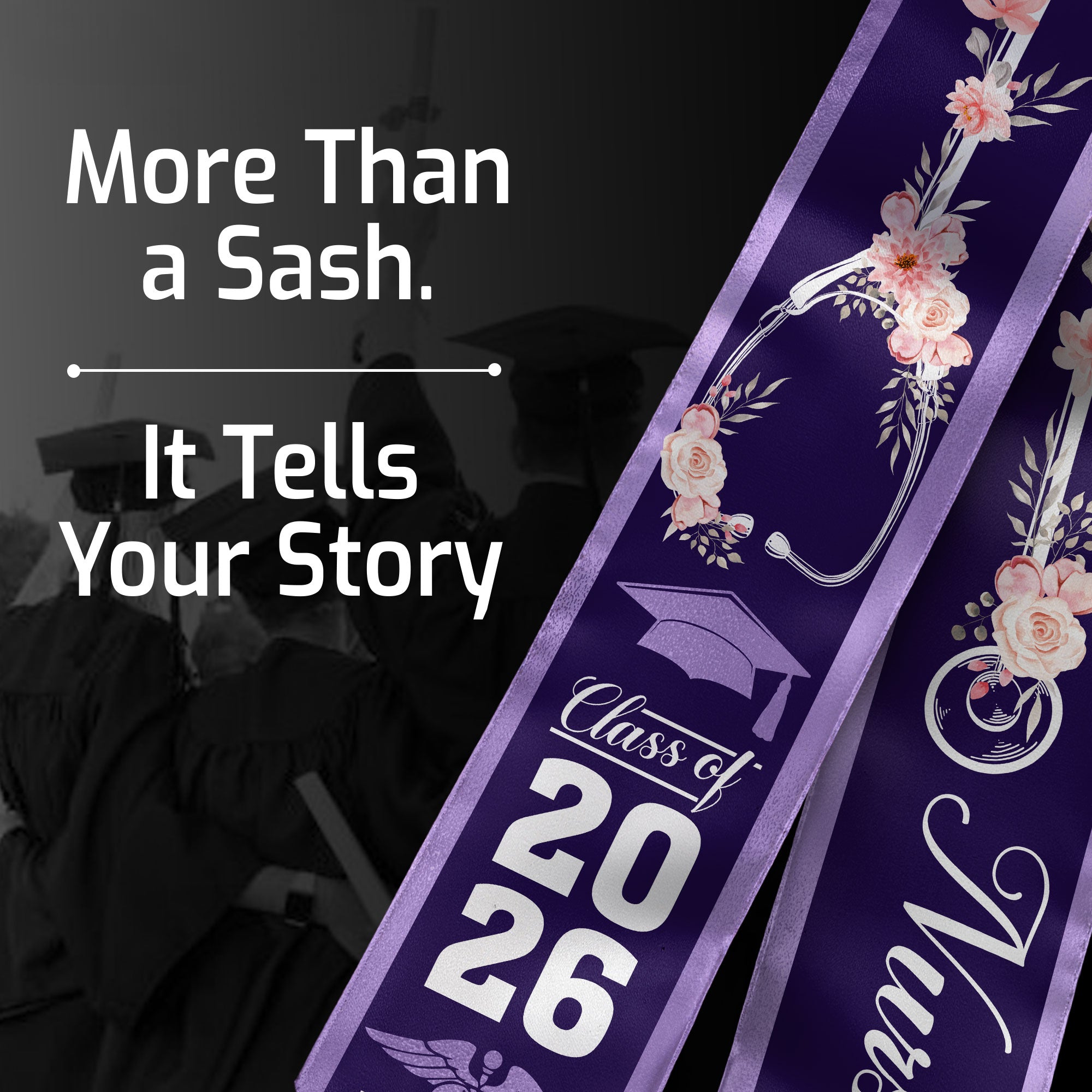 Nursing Graduation Sash 2026, RN Graduation Stole for Academic Nurse Ceremony