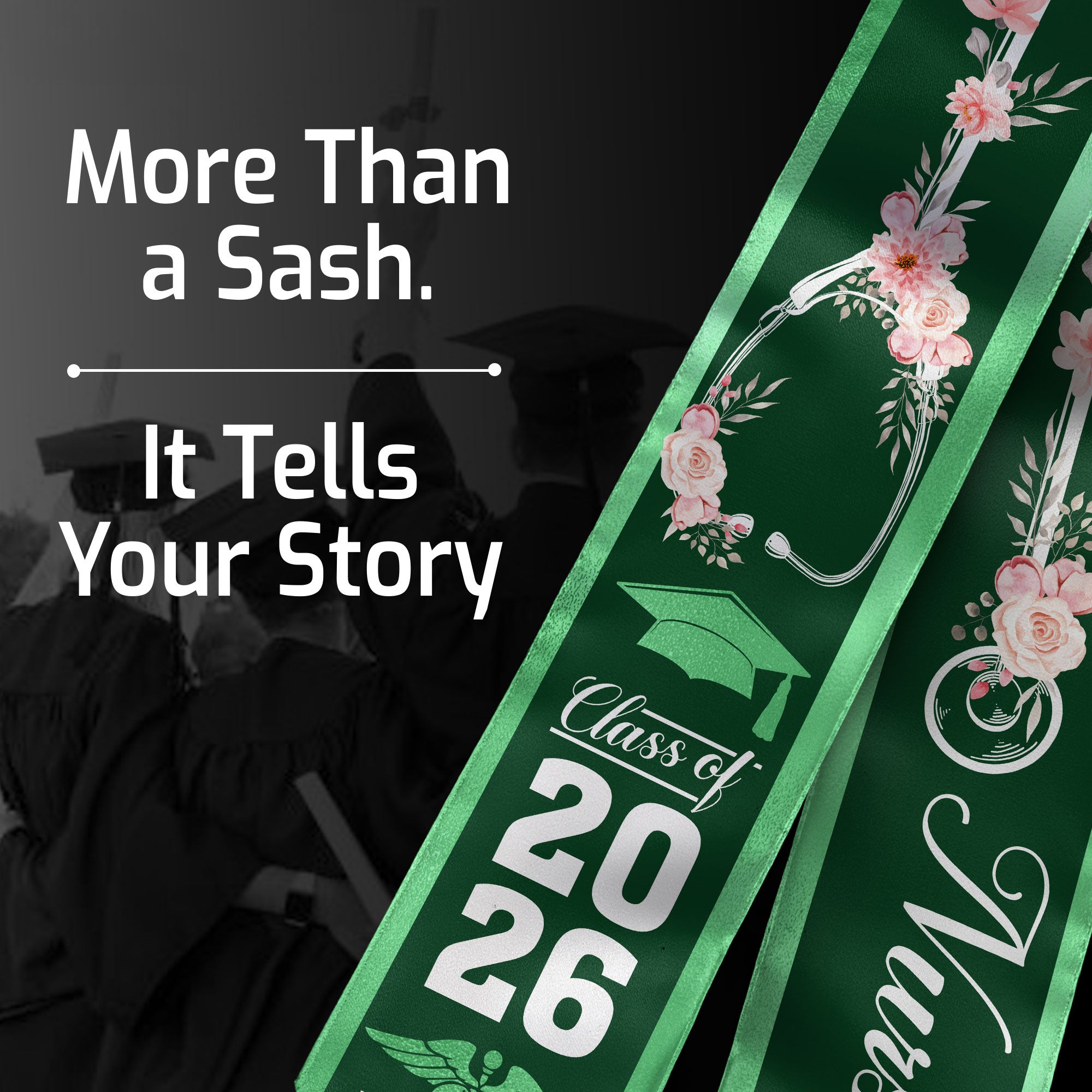 RN Nurse Graduation Stole 2026, Academic Nursing Sash for BSN Graduate Ceremony