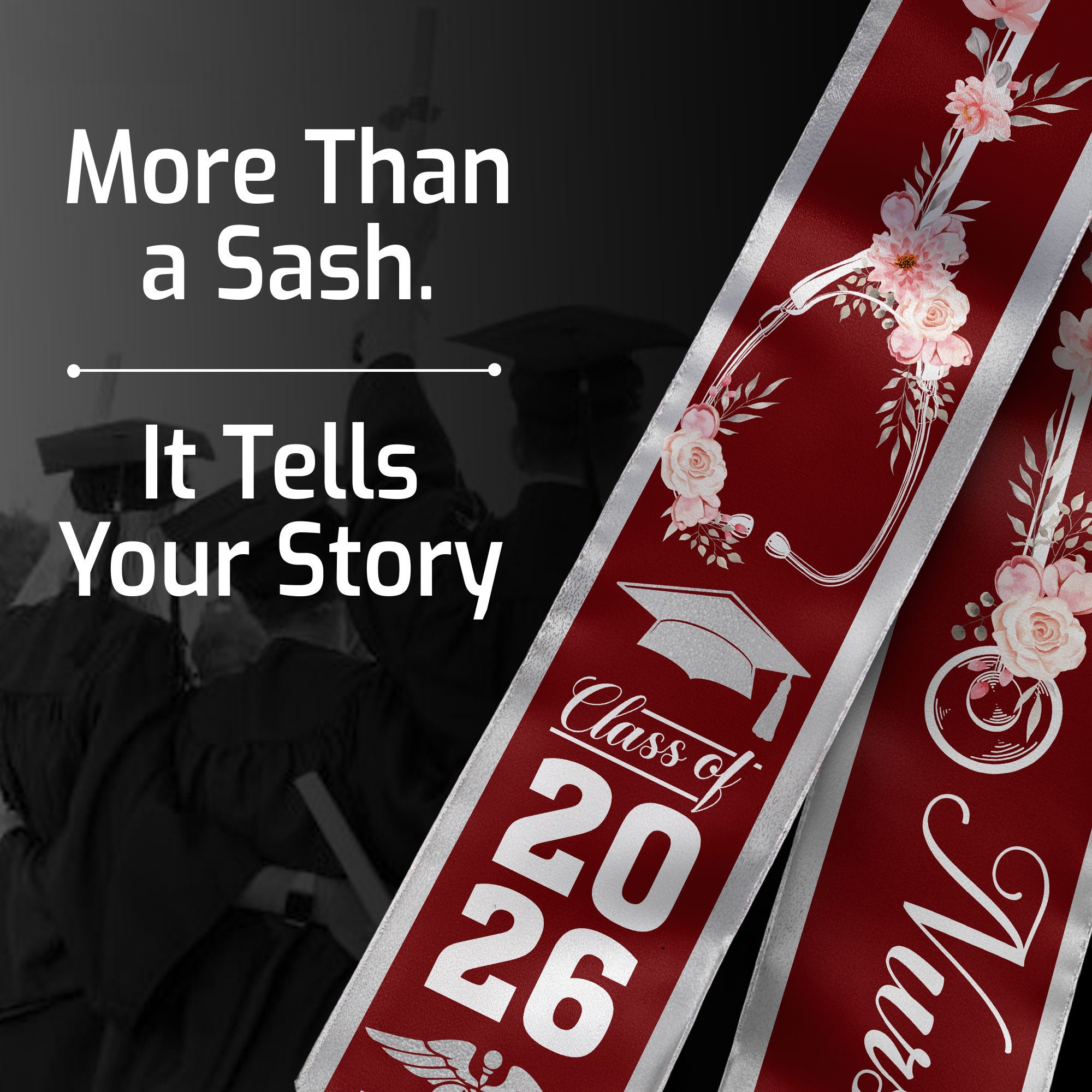 Professional Nursing Graduation Stole 2026, RN Academic Sash for Nurse Graduates