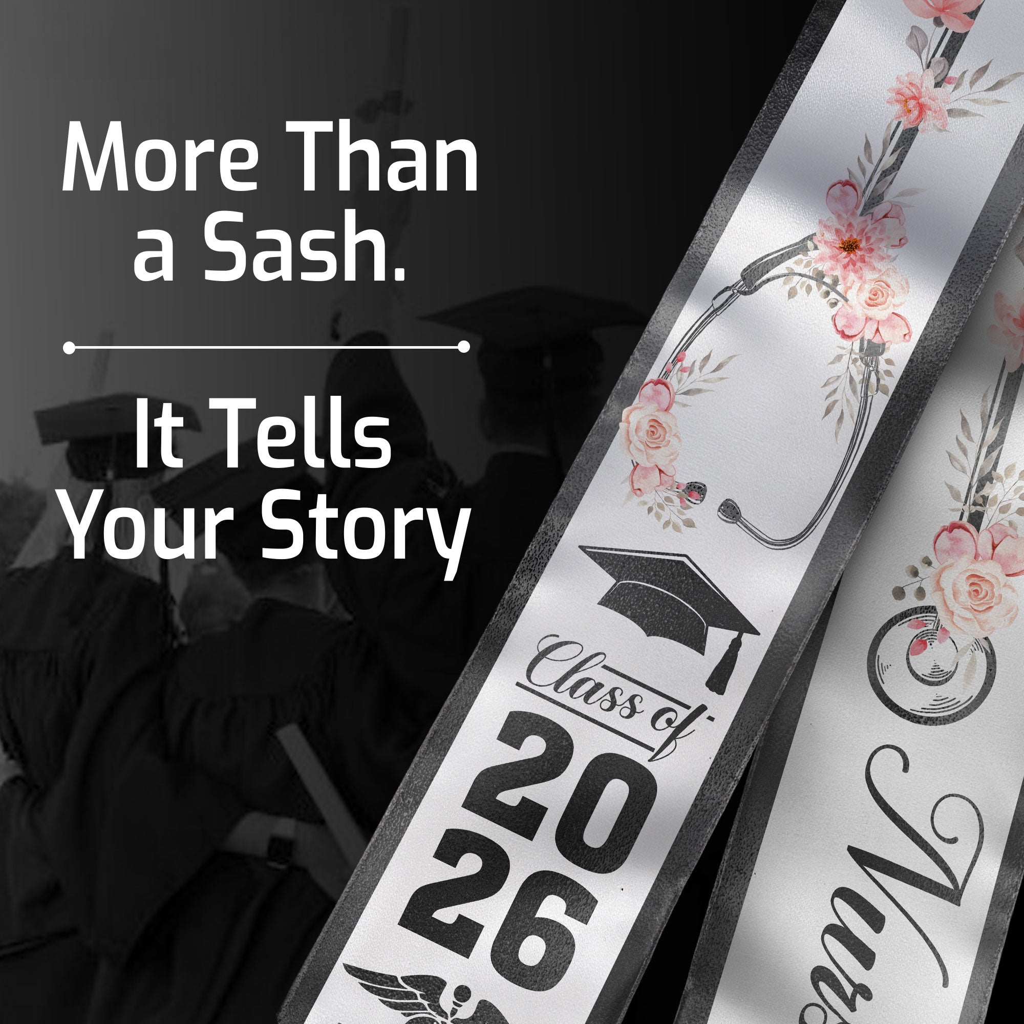 RN Nurse Graduation Stole 2026, Classic Nursing Sash for BSN Graduates Class of 2026