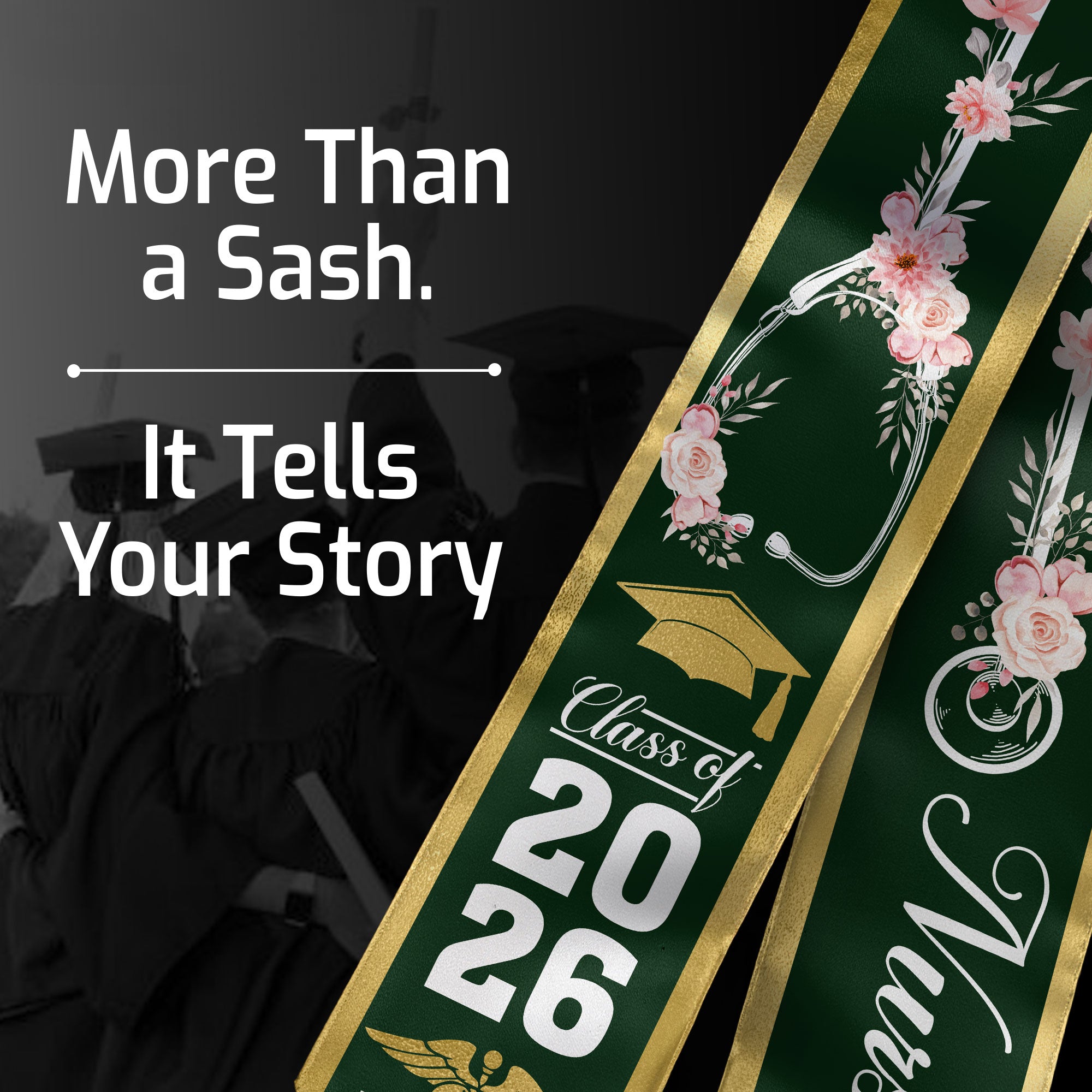 RN Graduation Sash 2026, Nursing Stole for BSN Nurse Commencement and Graduation Ceremony