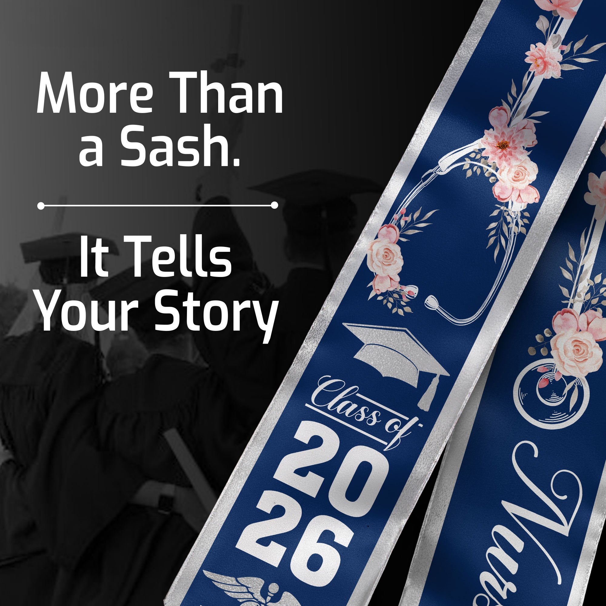 BSN Nurse Graduation Stole 2026, Professional RN Sash for Nursing Commencement