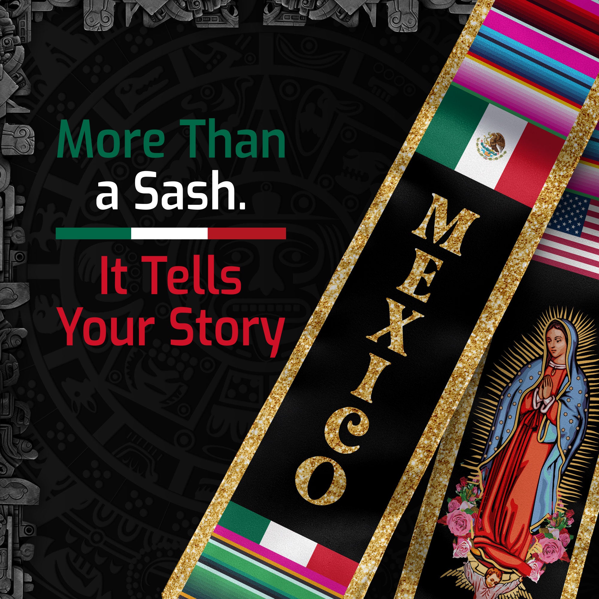 Mexico Graduation Stole 2026, Mexican Flag Sash, Classic Ceremony Stole for Graduates