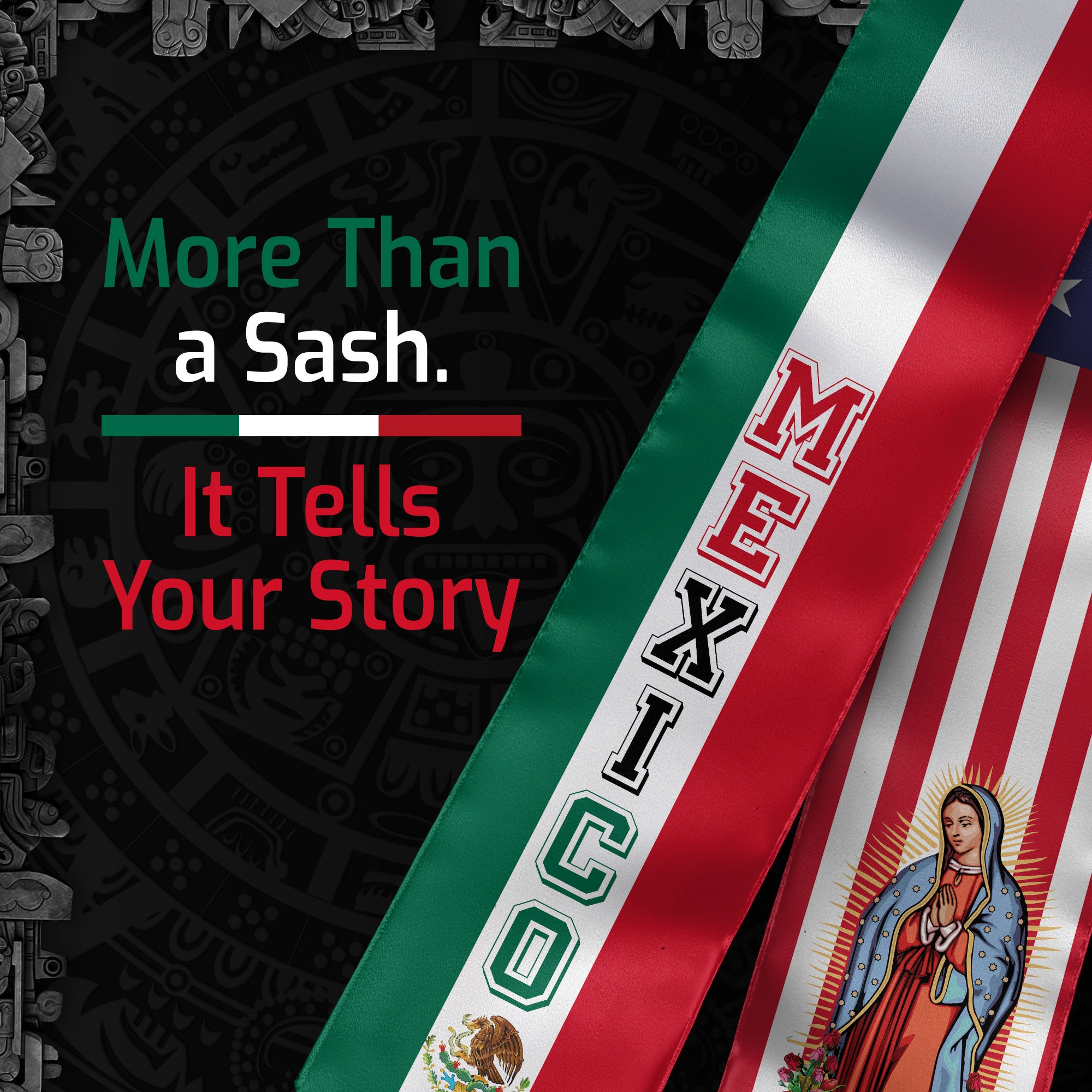 2026 Mexico Flag Graduation Sash, Mexican Stole for Graduation, Traditional Class Stole