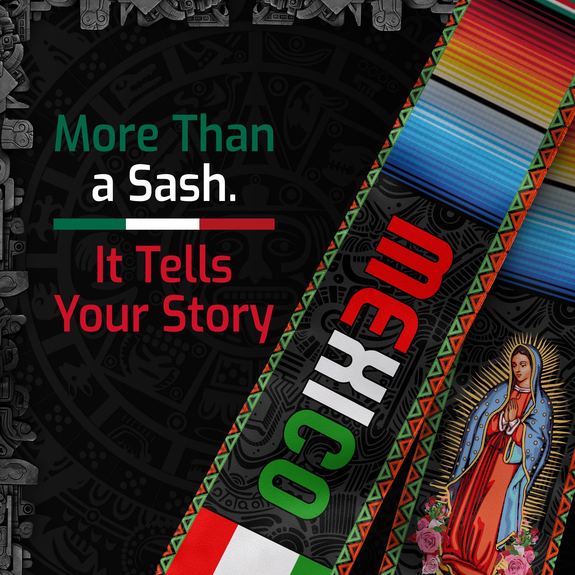 2026 Mexican Graduation Stole, Mexico Flag Graduation Sash, Traditional Ceremony Wear
