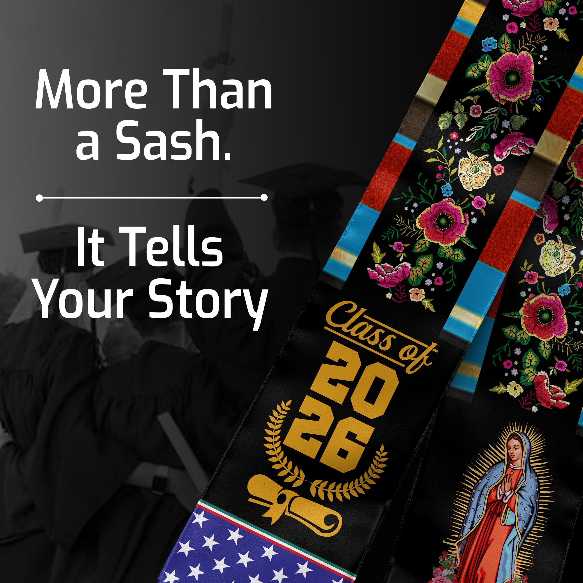 Graduation Stole Colombia 2026 Featuring Flag Colors, Formal Graduation Sash for Class of 2026