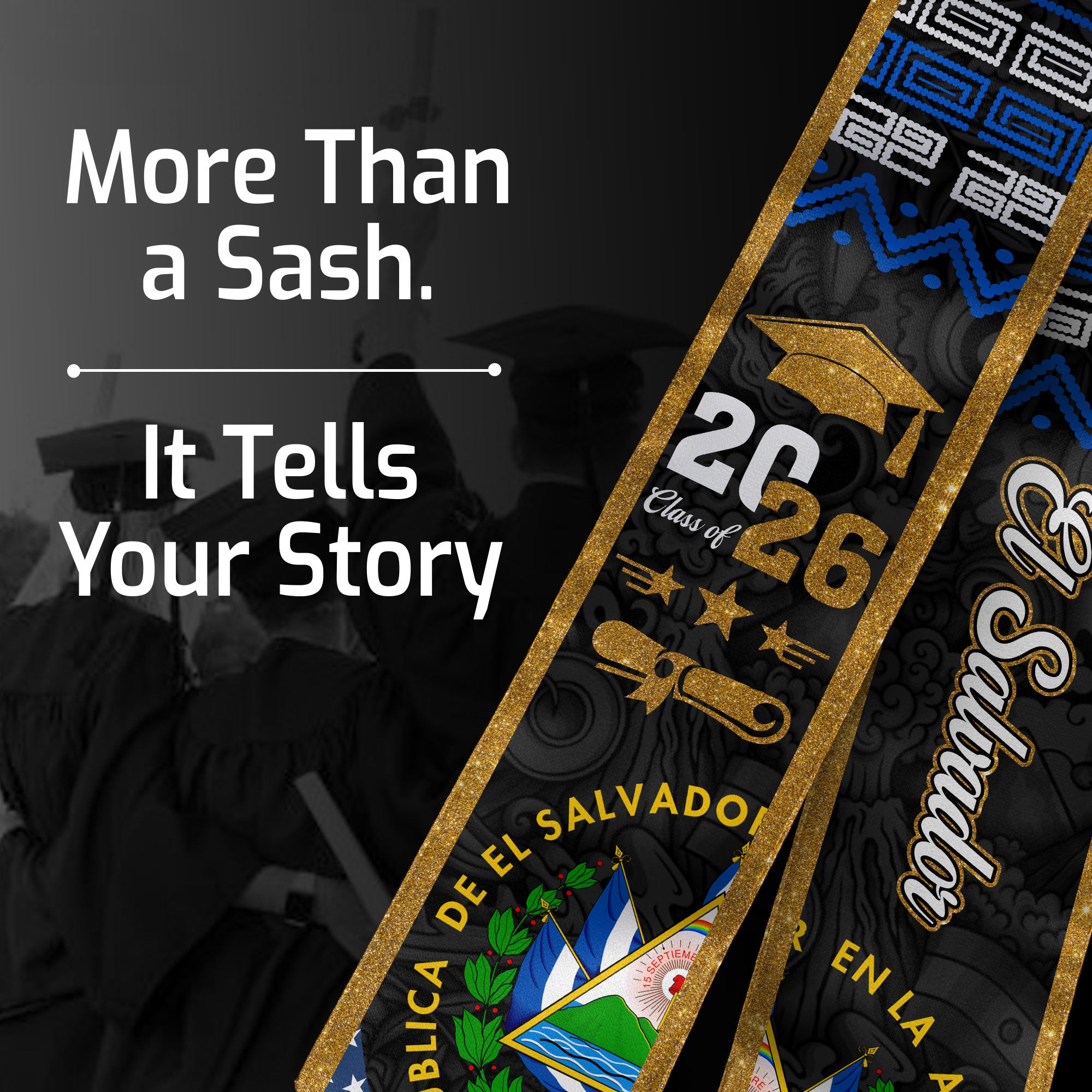 El Salvador Graduation Stole, Salvadoran Flag Stole, Graduation Sash 2026, Class of 2026