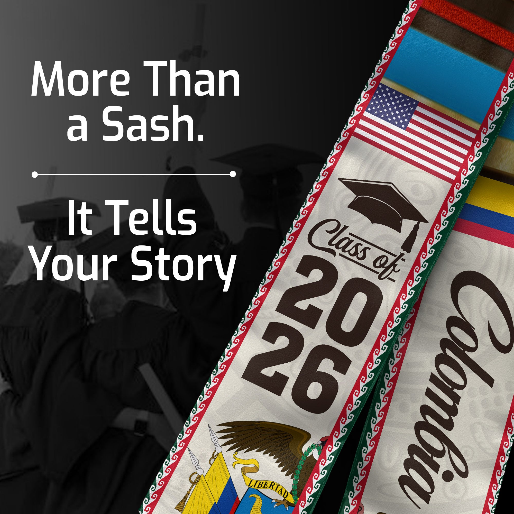 Colombian Graduation Stole 2026, Flag Inspired Graduation Sash for the Class of 2026