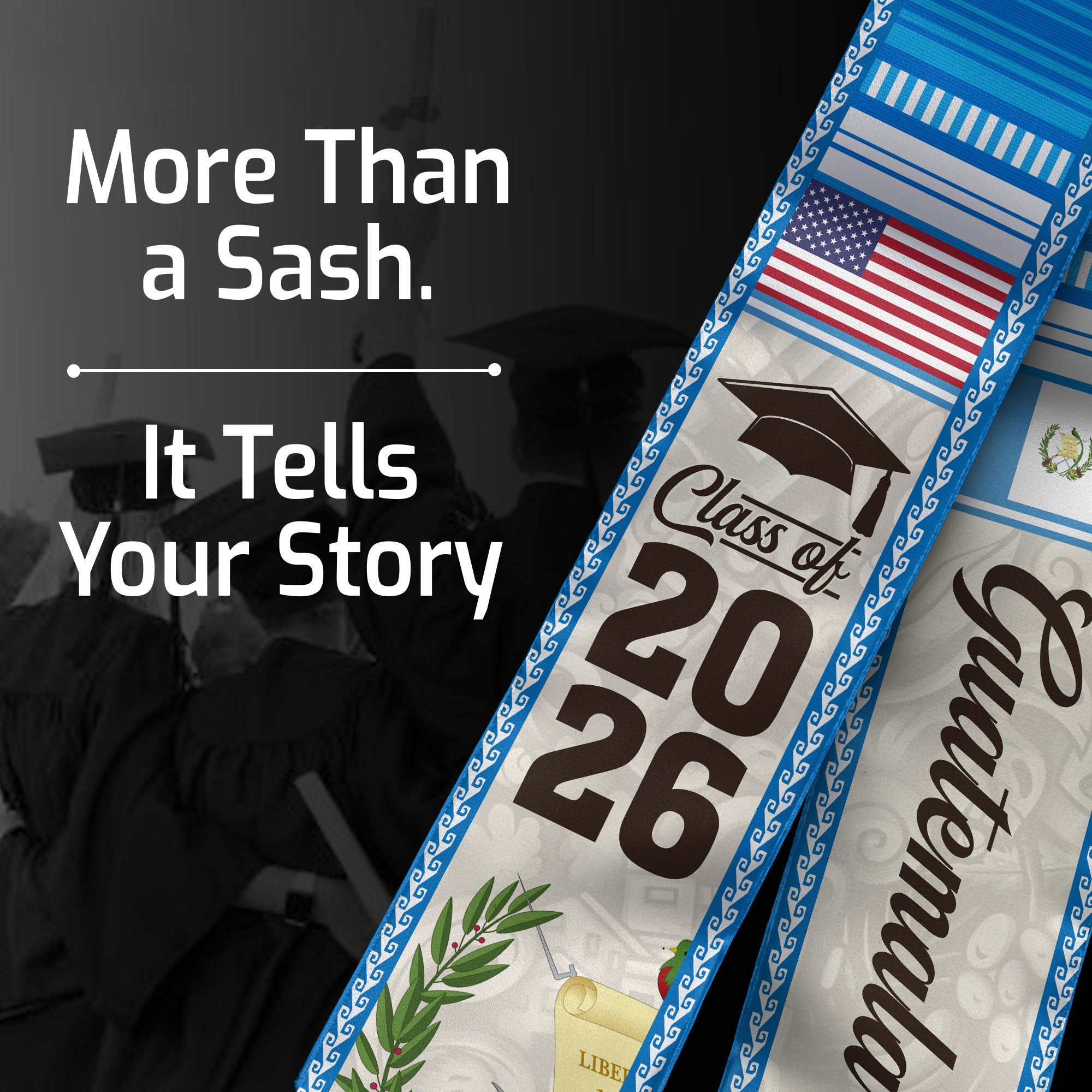 Guatemala Flag Graduation Stole 2026, Guatemalan Graduation Stole 2026