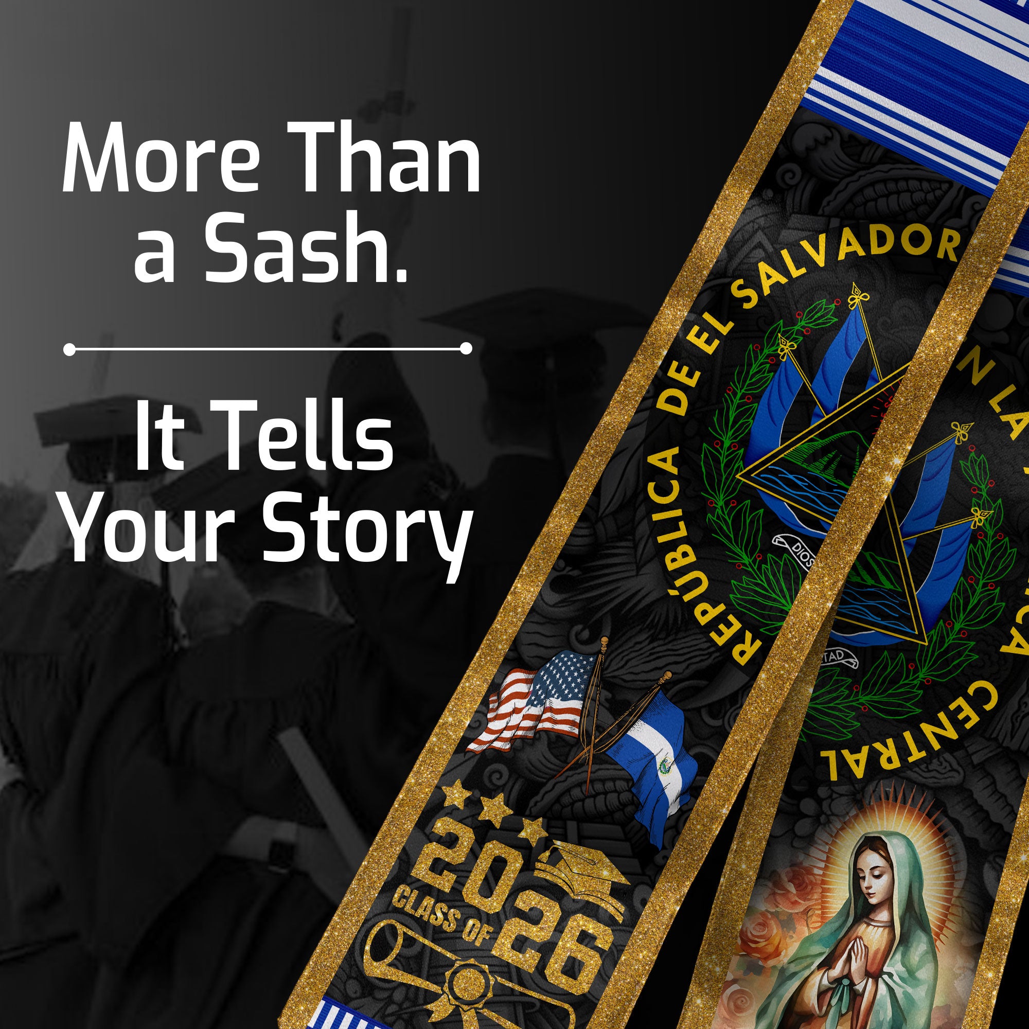 El Salvador Flag Graduation Stole 2026, Salvadoran Graduation Stole 2026