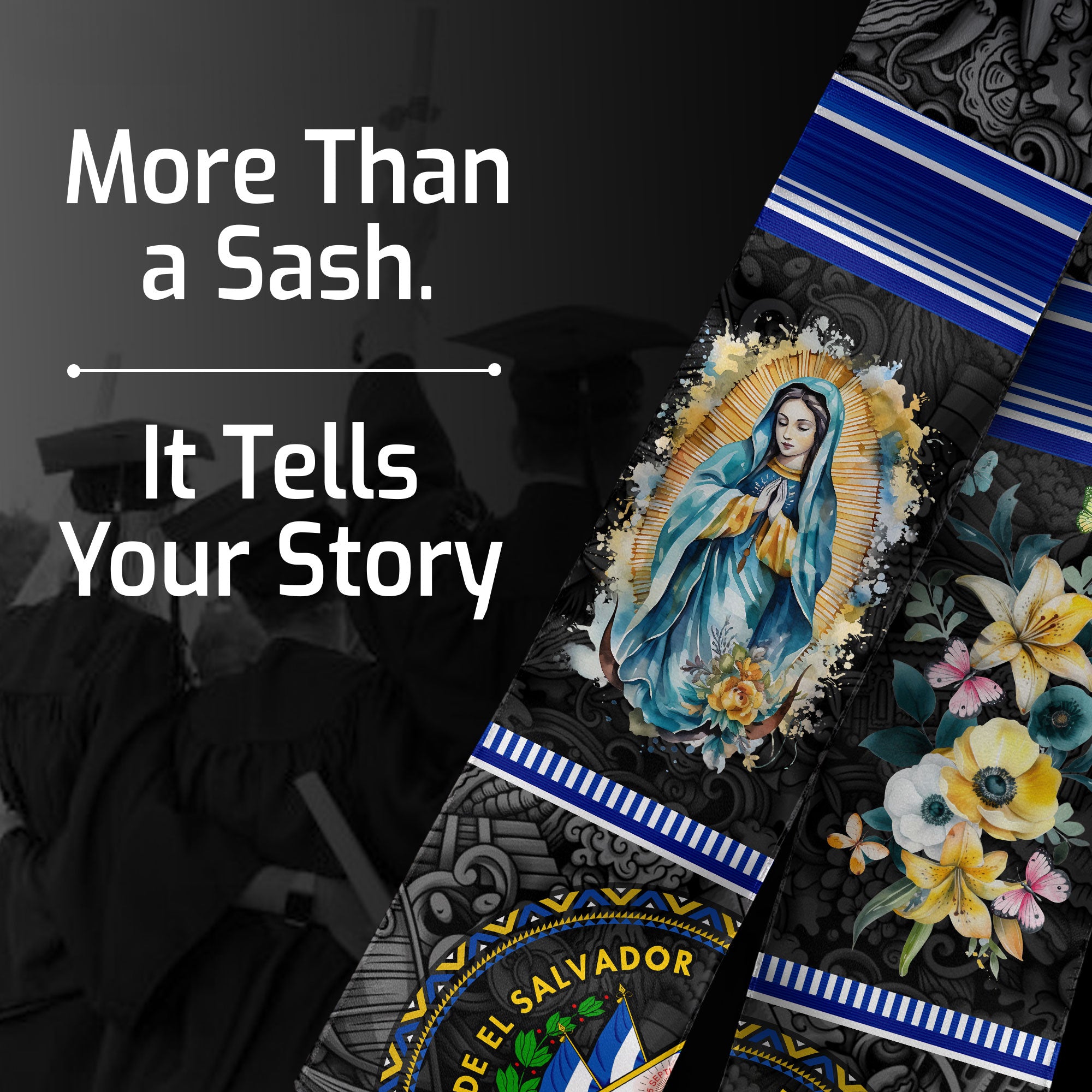 El Salvador Graduation Stole 2026, Salvadoran Flag Sash, Grad Stole for Graduates