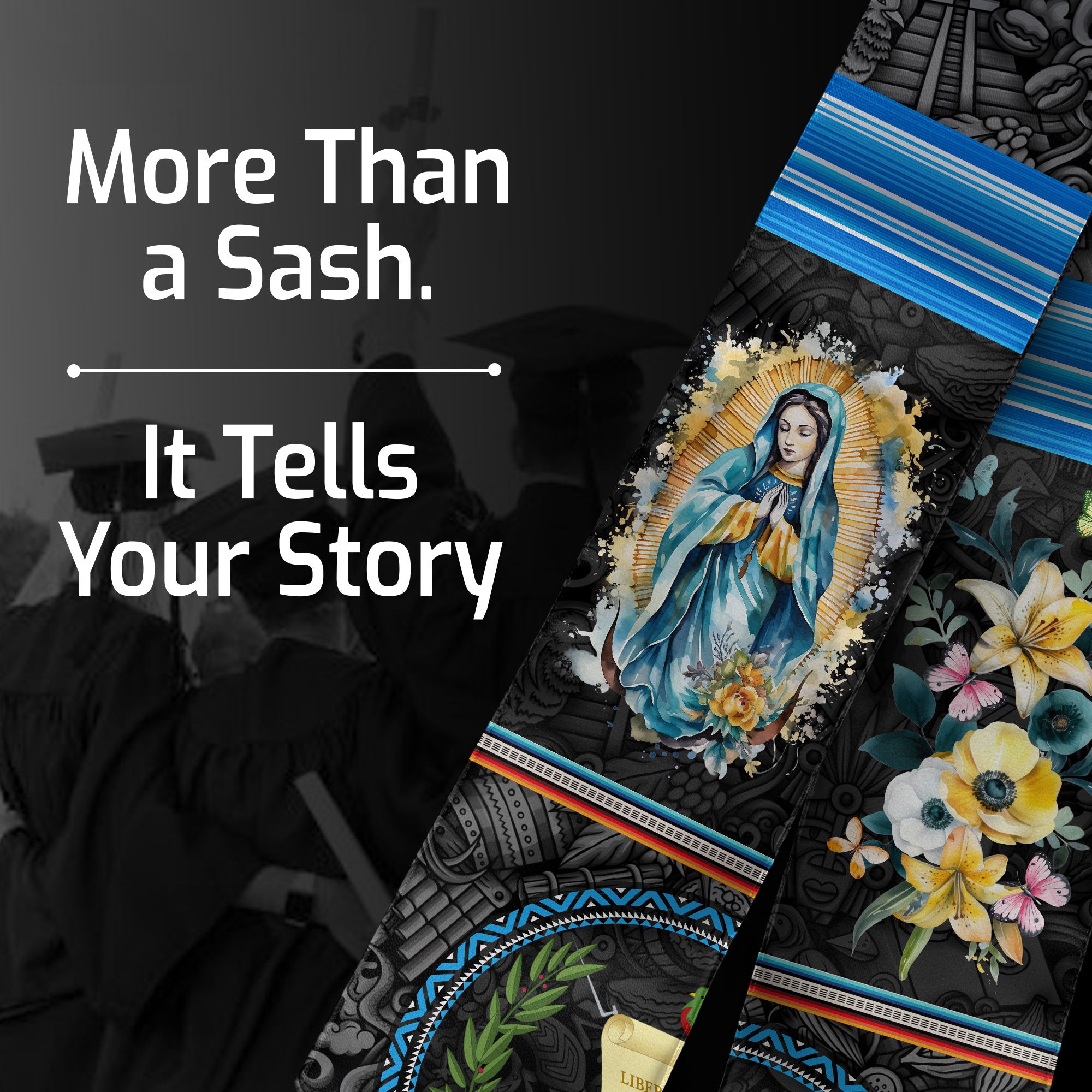 Guatemalan Flag Graduation Sash for Class of 2026, Classic Guatemala Graduation Stole Design