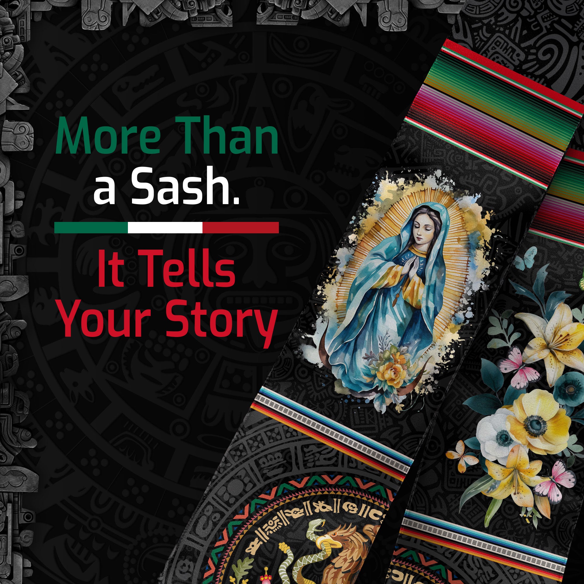 Mexican Stole 2026 for Graduation, Mexican American Flag Sash, Mexico Graduation Stole