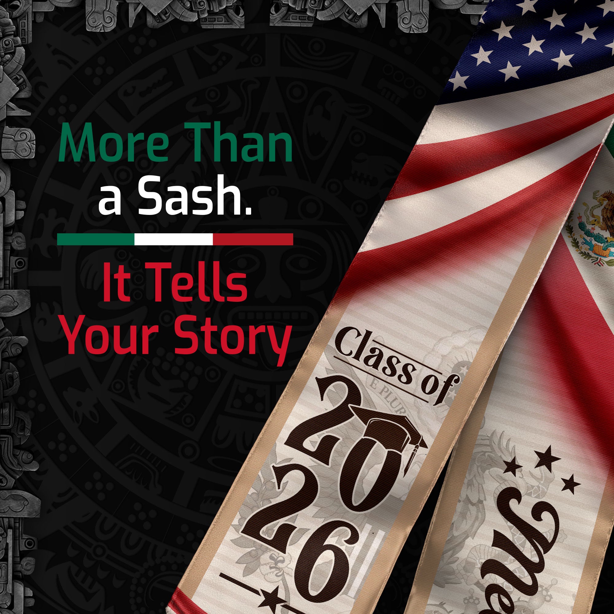 Mexico Graduation Sash 2026, Mexican American Flag Graduation Sash, Mexican Stole