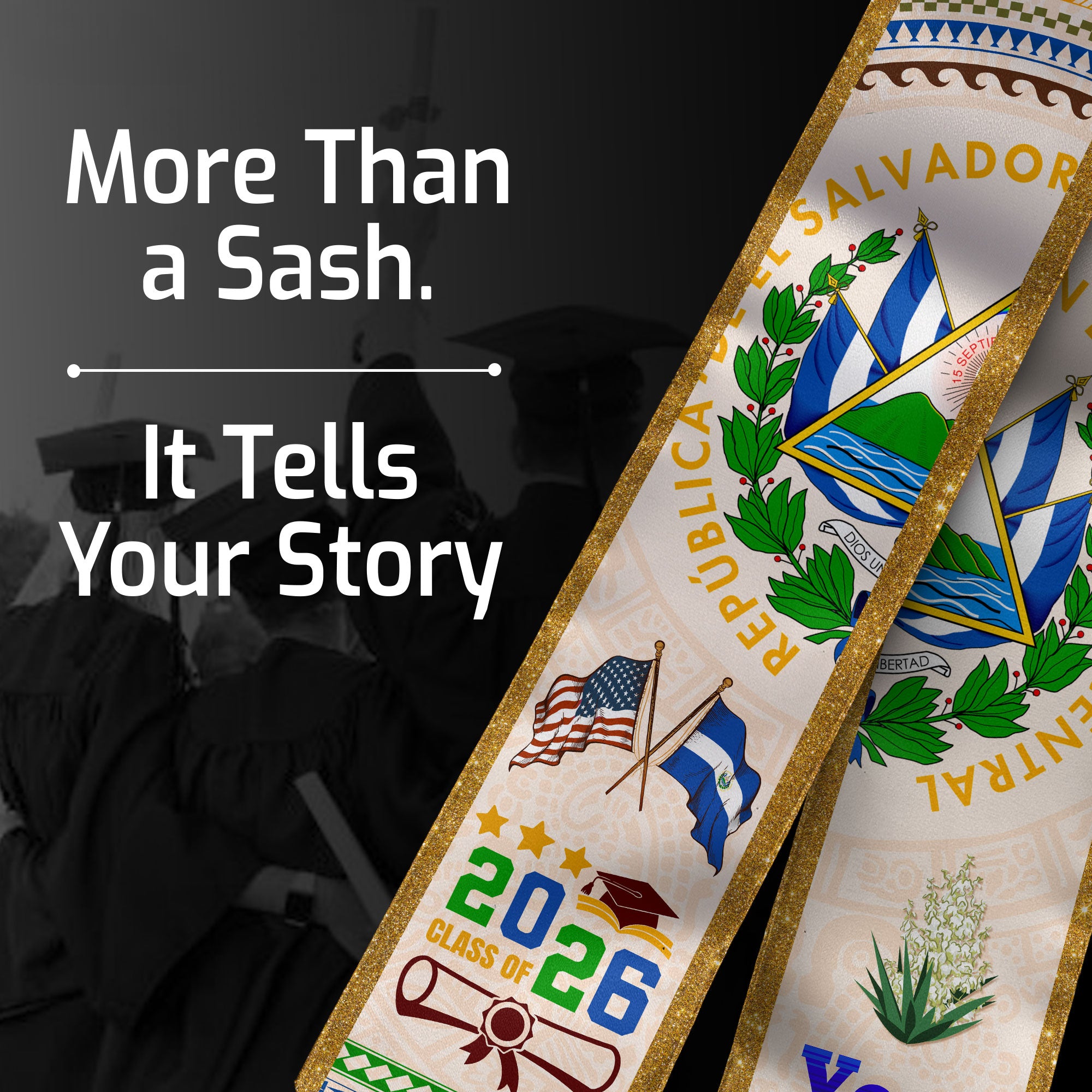 El Salvador Flag 2026, Graduation Stole 2026, Custom Sash, Salvadoran Graduation Stole 2026, Custom Stole