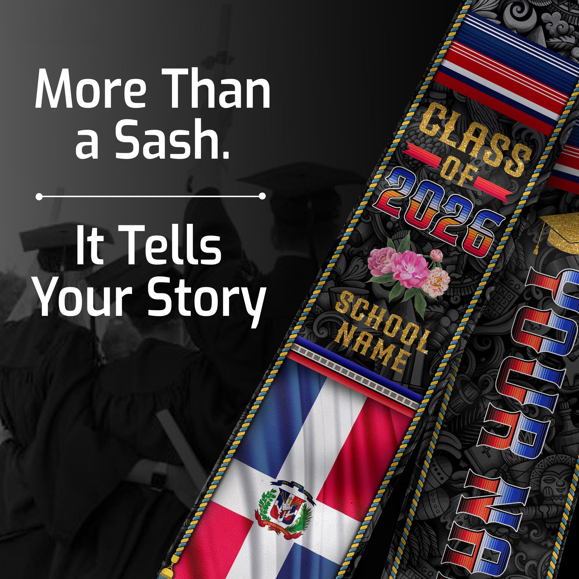 Dominican Flag Graduation Stole 2026, Dominican Stole Sash, Custom Finish for Grads