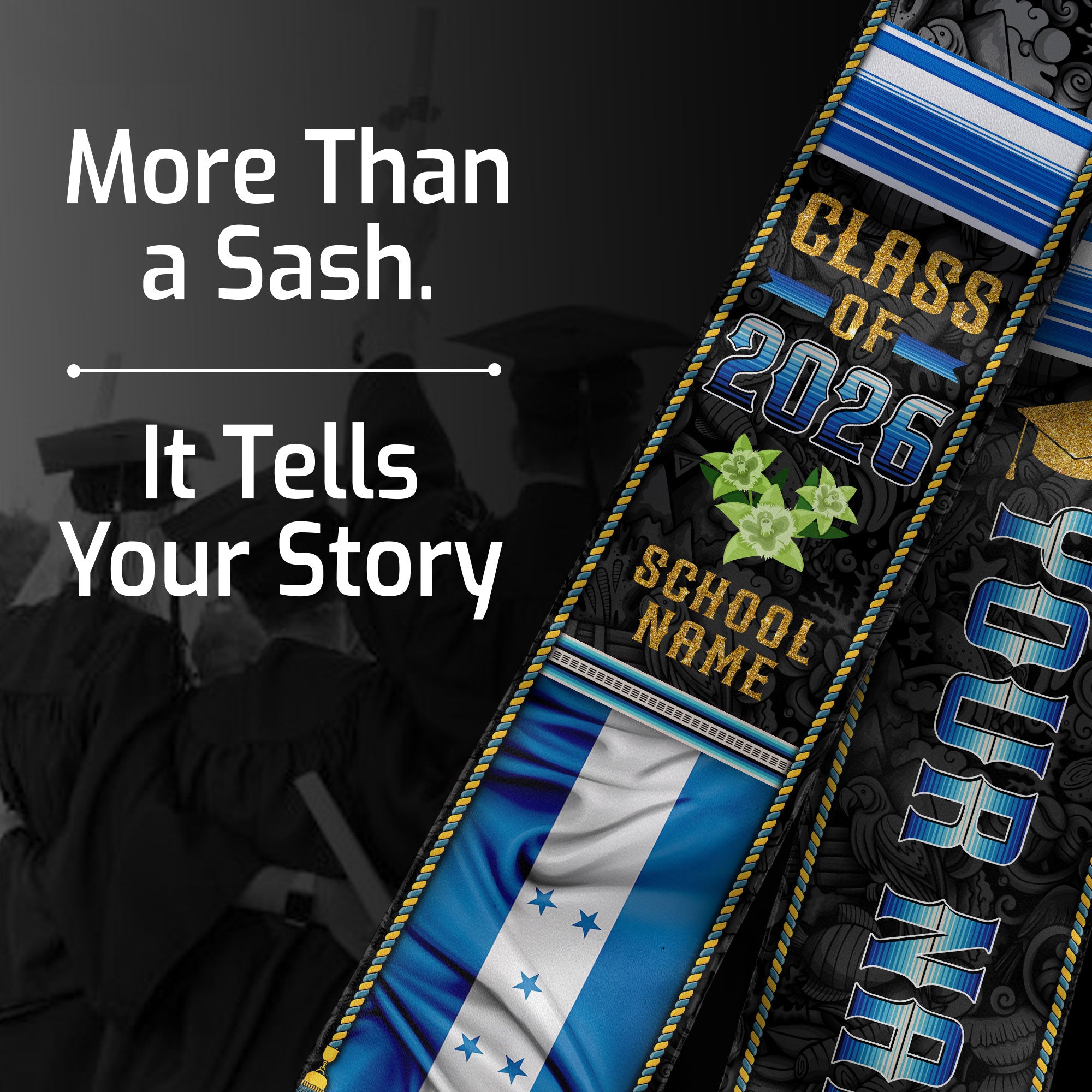 Honduran Graduation Stole 2026, Honduras Flag Sash, Graduation Stole with Custom Details