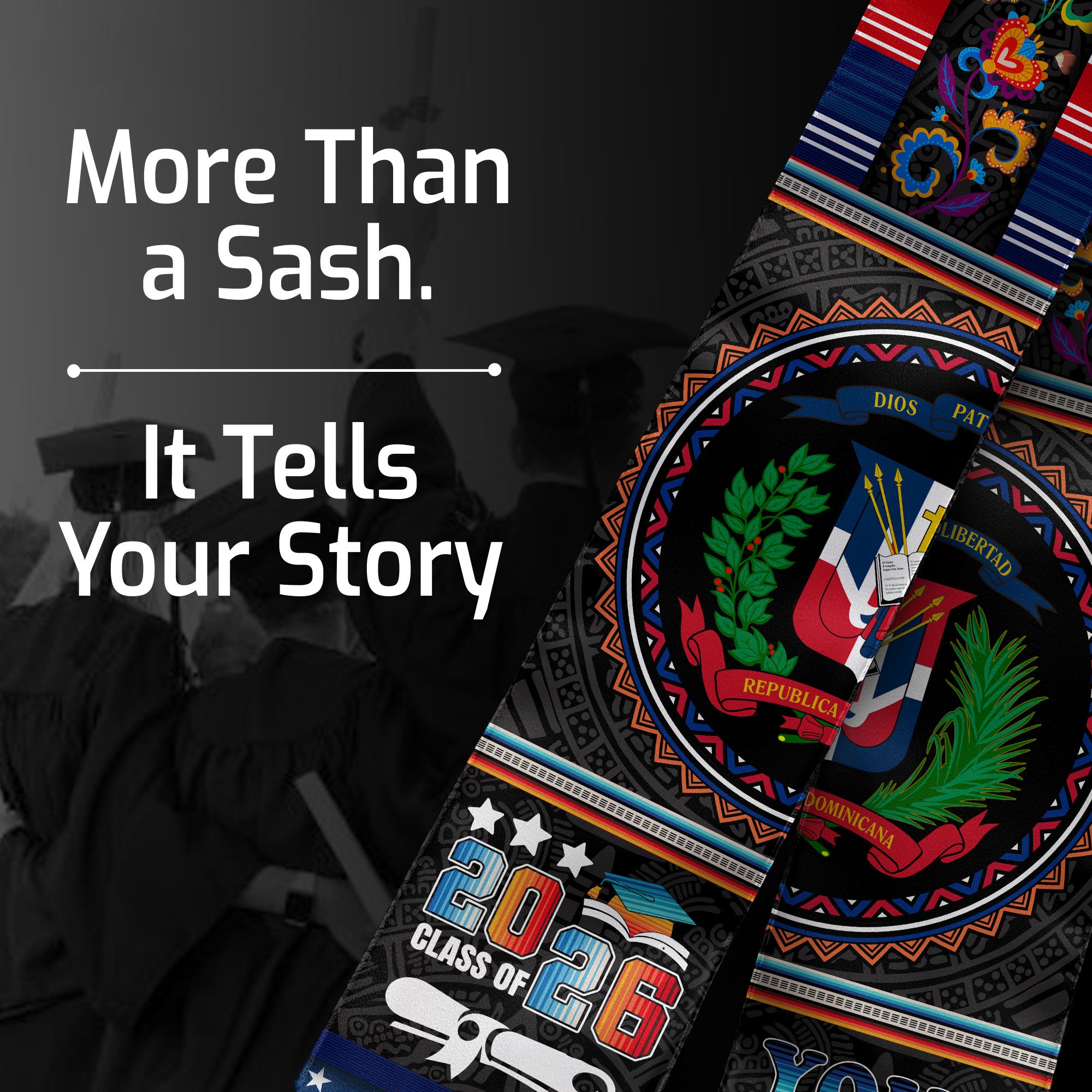 Dominican Graduation Stole 2026, Dominican Flag Sash, Custom Detail Choice for 2026