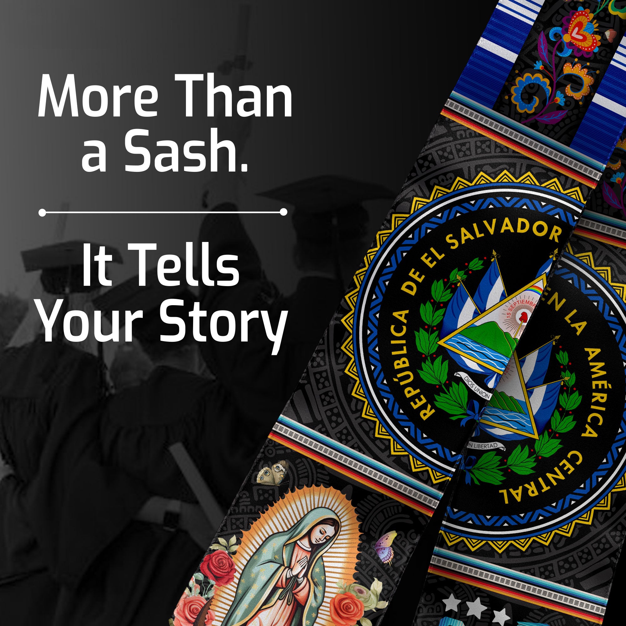 Salvadoran Graduation Stole 2026, El Salvador Flag Sash, Custom Grad Sash for 2026
