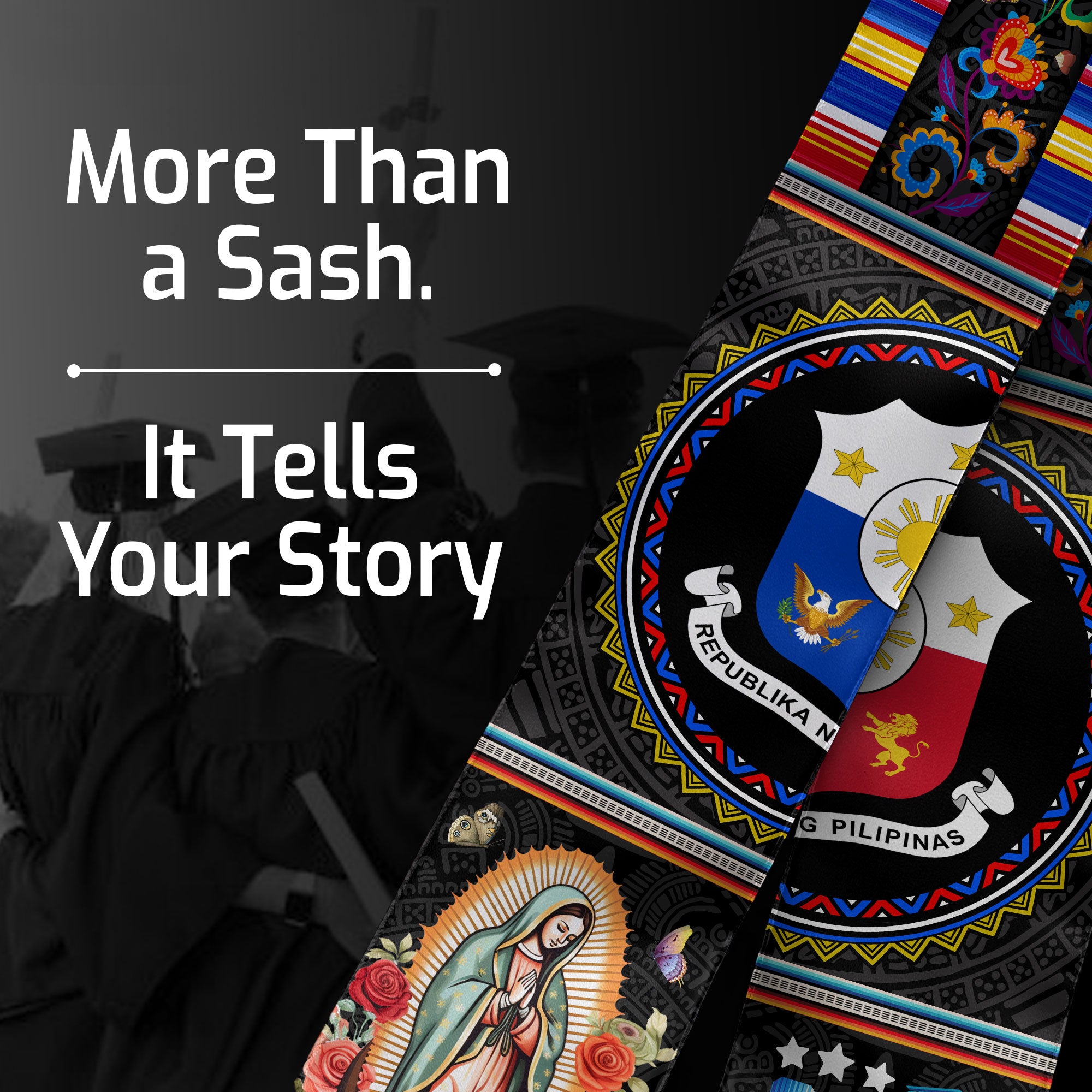 Filipino Graduation Stole 2026, Philippines Flag Sash, Custom Grad Sash for Class of 2026