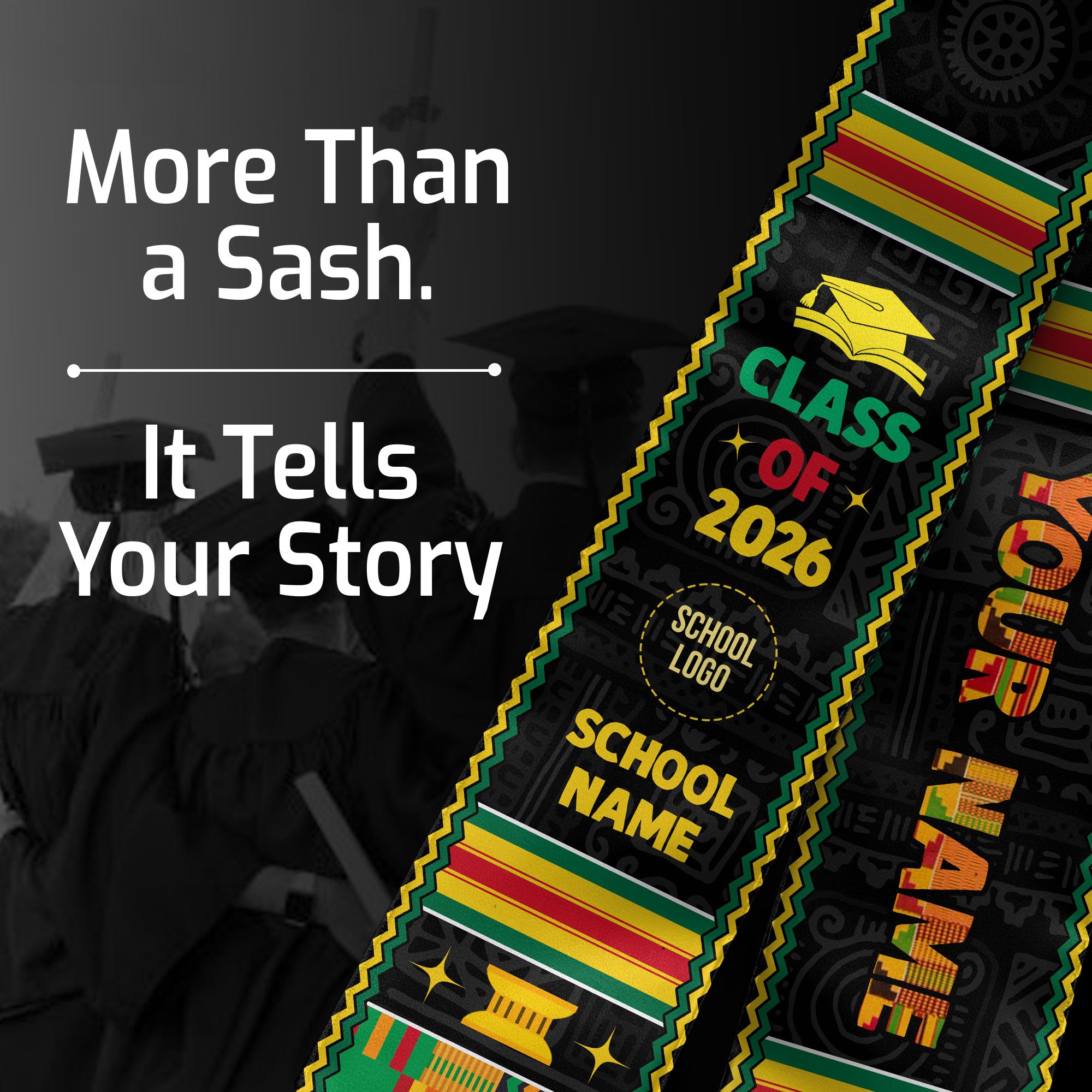 Class of 2026 Africa Graduation Sash, African Stole, African Flag Graduation Stole
