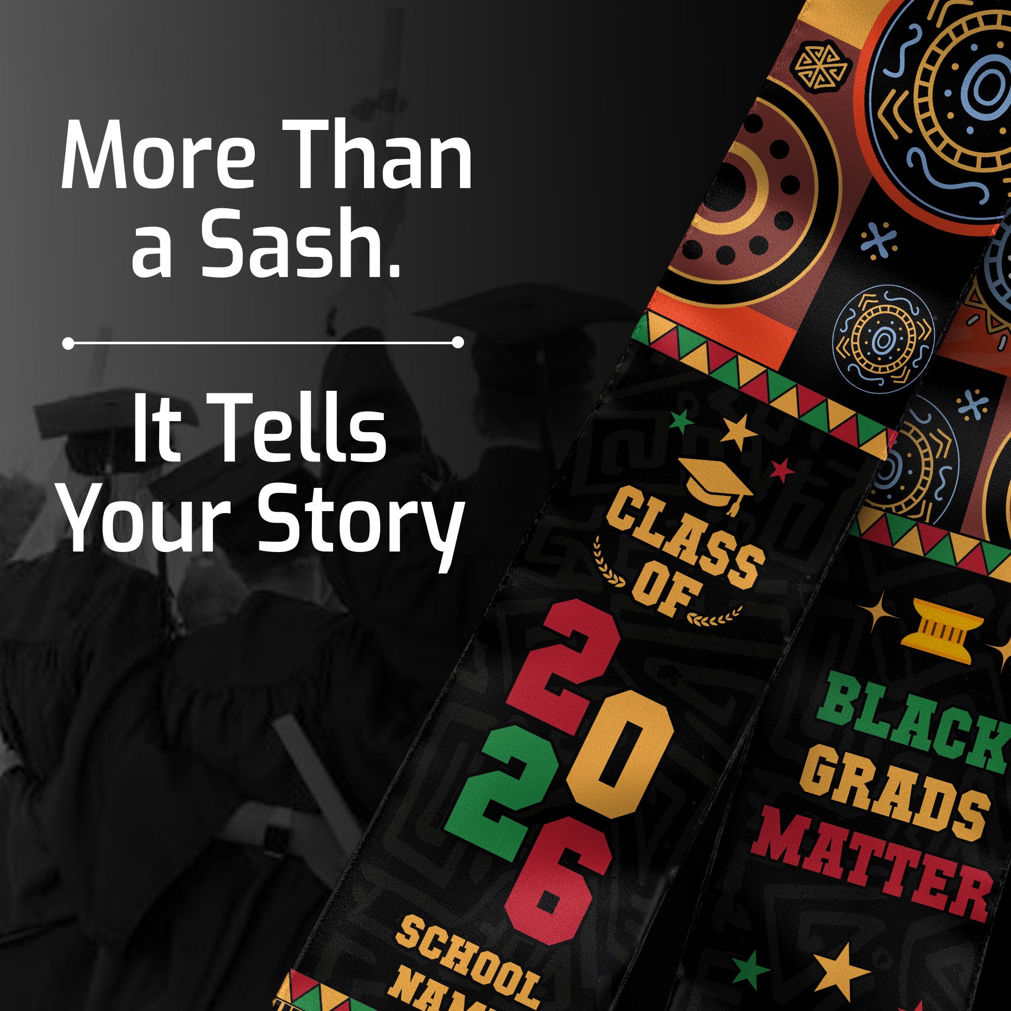 Africa Graduation Stole 2026, African Flag Sash, Class of 2026 Custom Trim for Grads