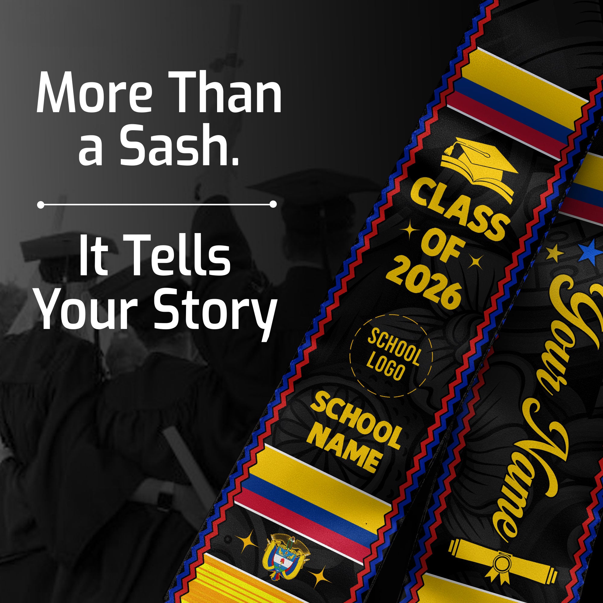Colombian Stole 2026, Colombian Flag Graduation Sash, Cultural Graduation Stole