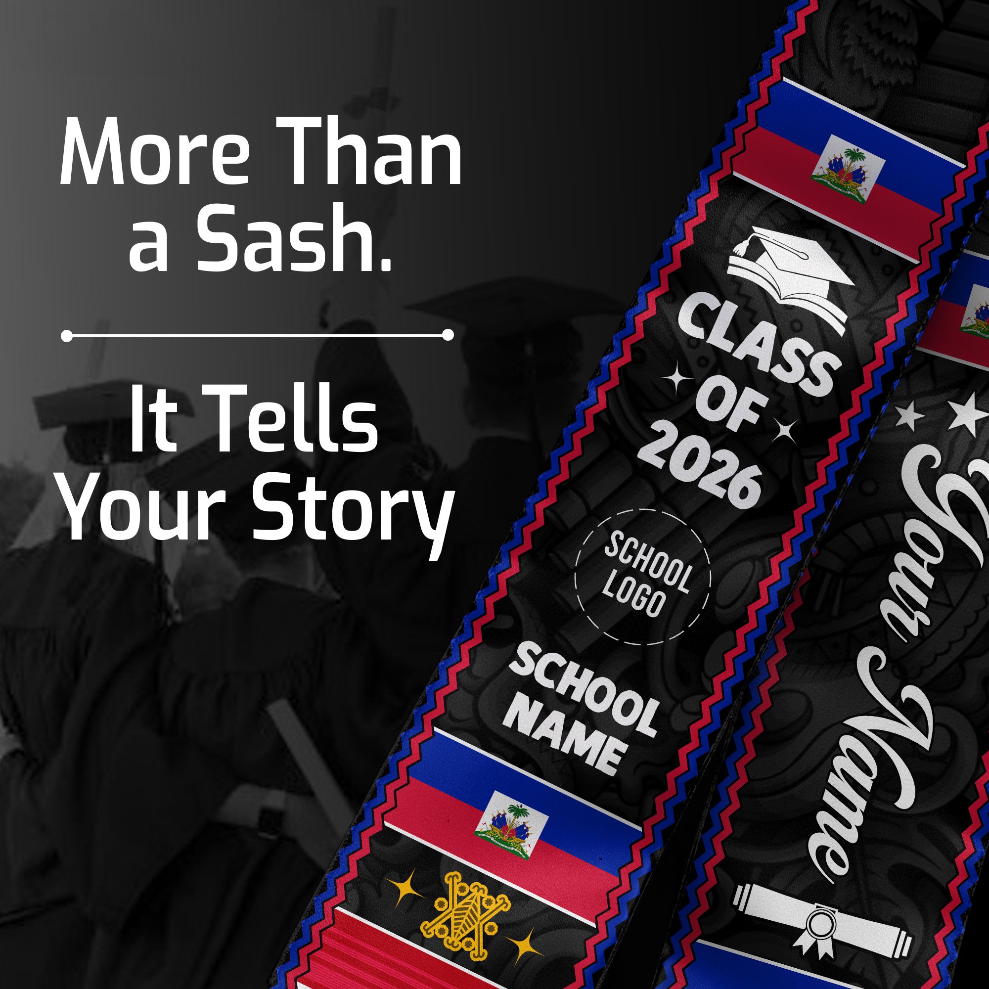 Haiti Flag Graduation Stole, Haitian Graduation Sash 2026, Haiti Custom Stole, Haiti Graduation Stole