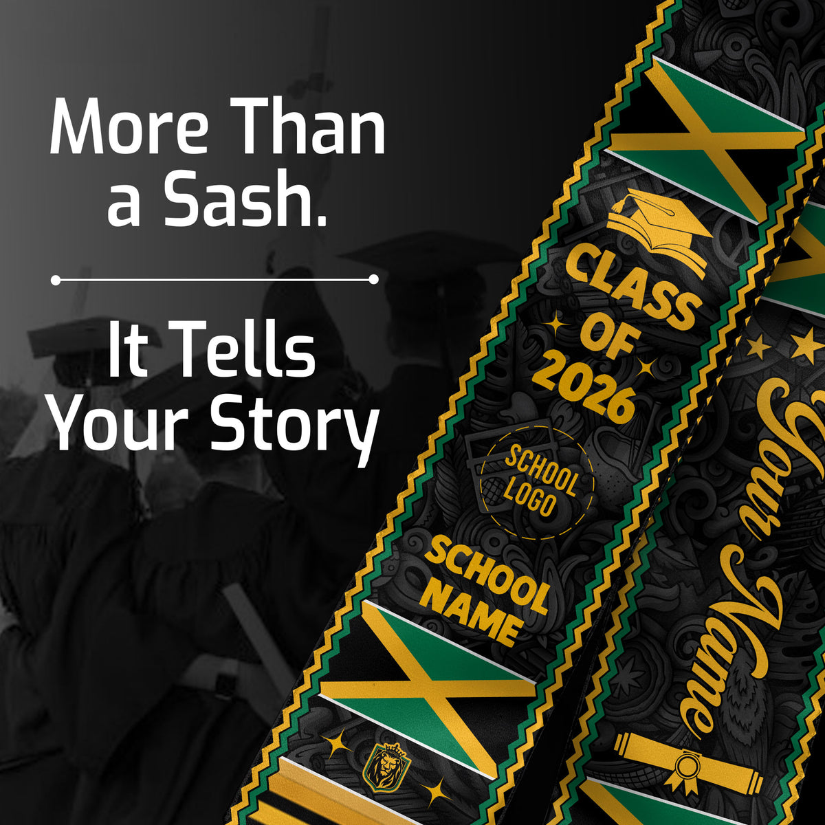 Jamaican Graduation Stole 2026, Flag Stole for Graduates, Jamaica Sash, Graduation Accessory