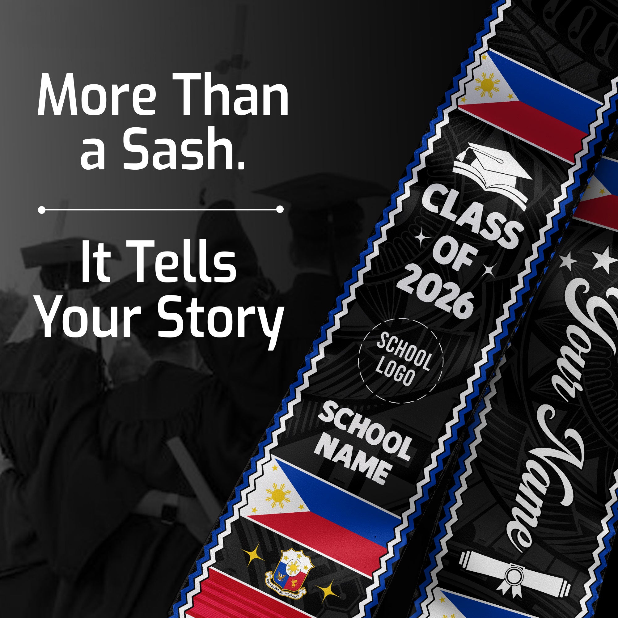 Philippine Graduation Stole 2026, Custom Philippine Flag Sash, Cultural Graduation Accessory