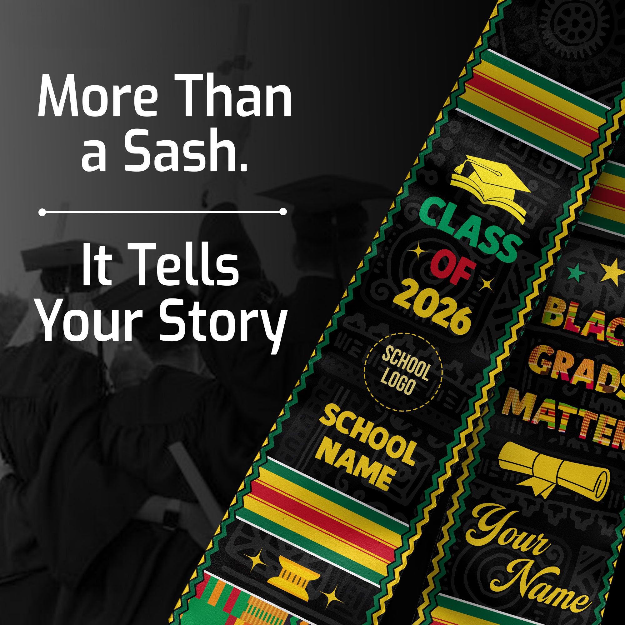 Africa Flag Graduation Stole 2026, African Grad Sash, Custom-Ready Gift Stole 2026